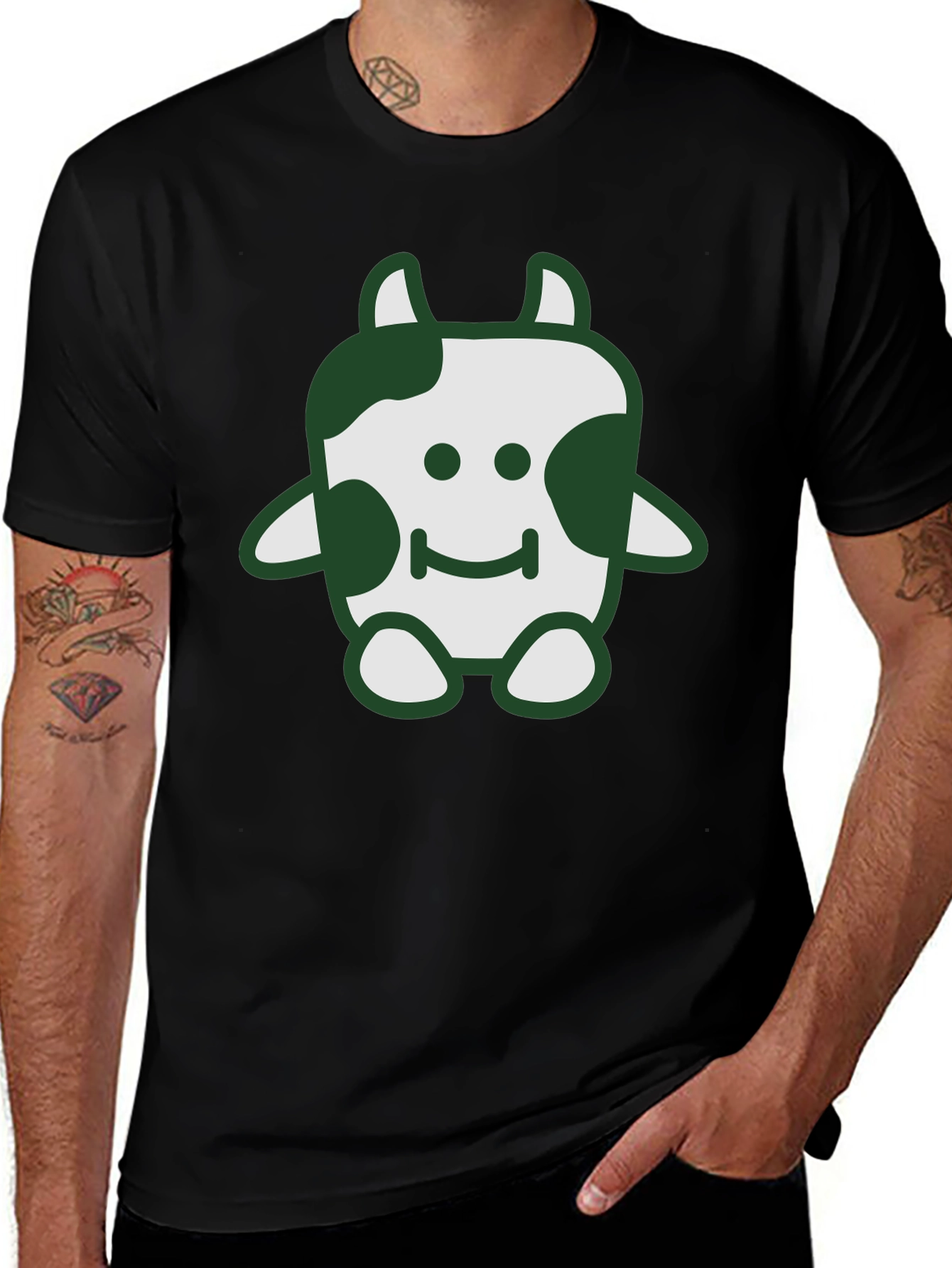 Variant 15 of Cute Cow Graphic Tee - Soft Black Cotton T-Shirt