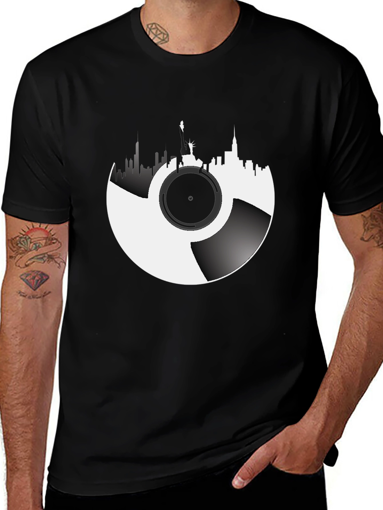 Variant 5 of NYC Skyline Vinyl Record Graphic Tee