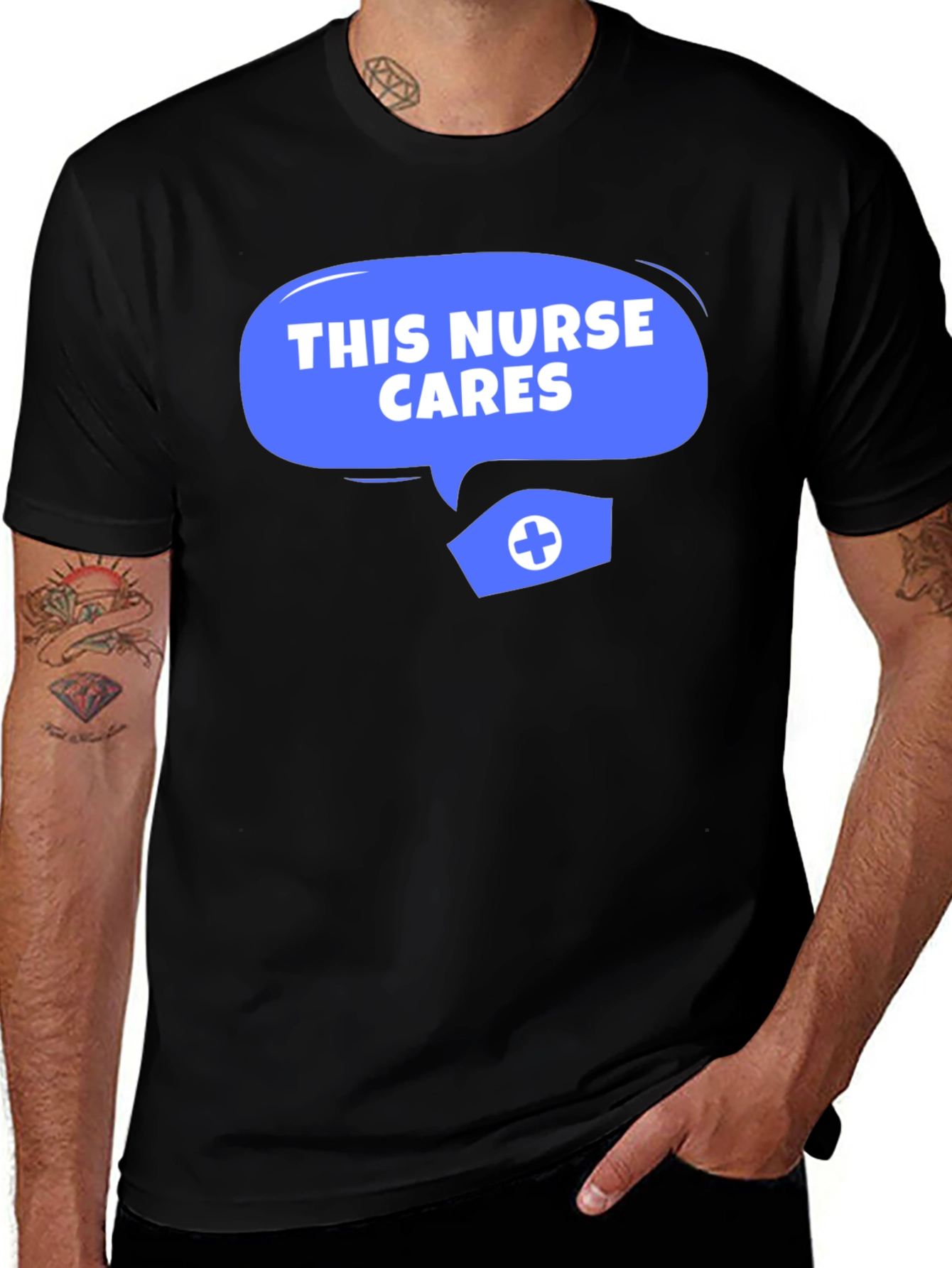 Variant 6 of This Nurse Cares T-Shirt - Comfortable Black Tee