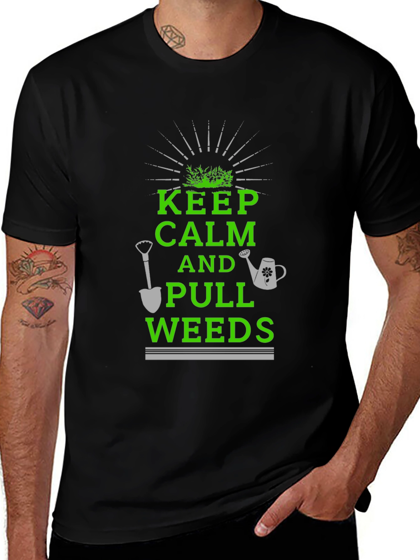 Variant 20 of Keep Calm Pull Weeds Black Graphic Tee