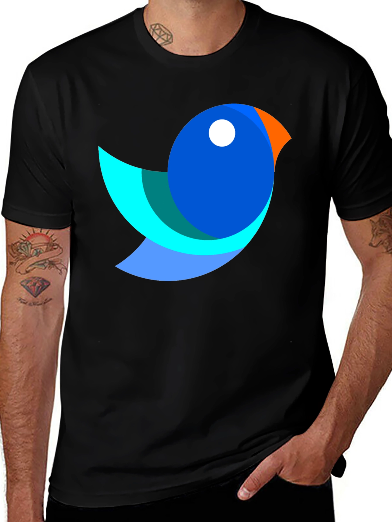 Variant 29 of Modern Bird Graphic Black T-Shirt