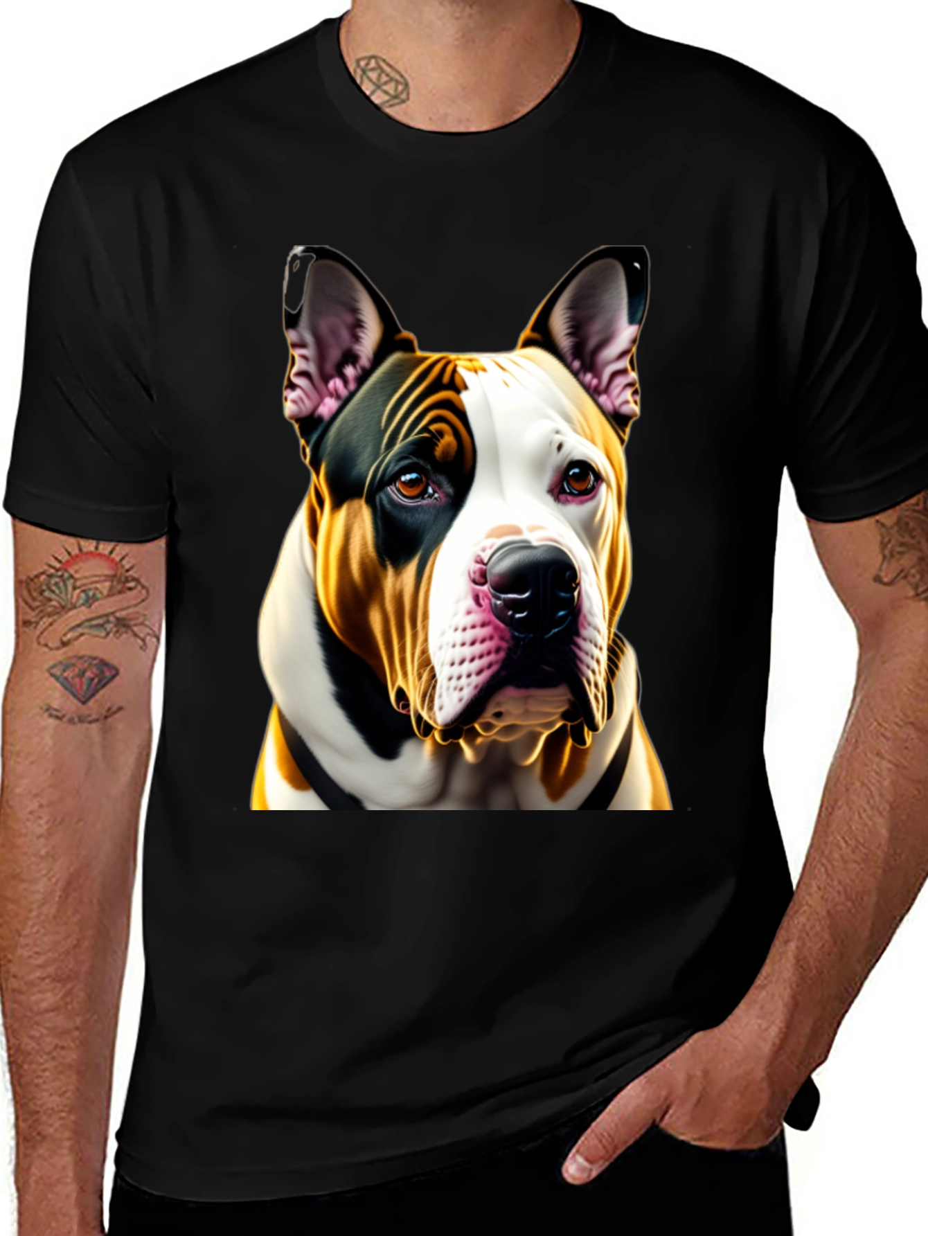 Variant 20 of Pitbull Dog Graphic Print Black Tee