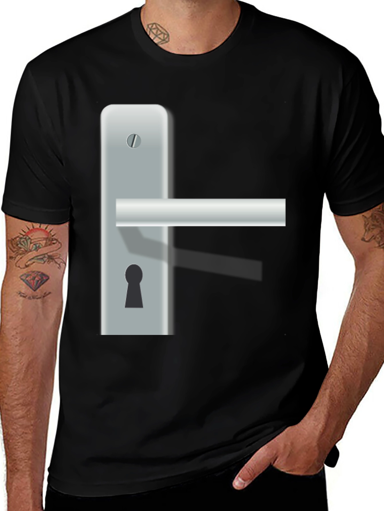 Variant 30 of Novelty Door Handle Graphic T-Shirt