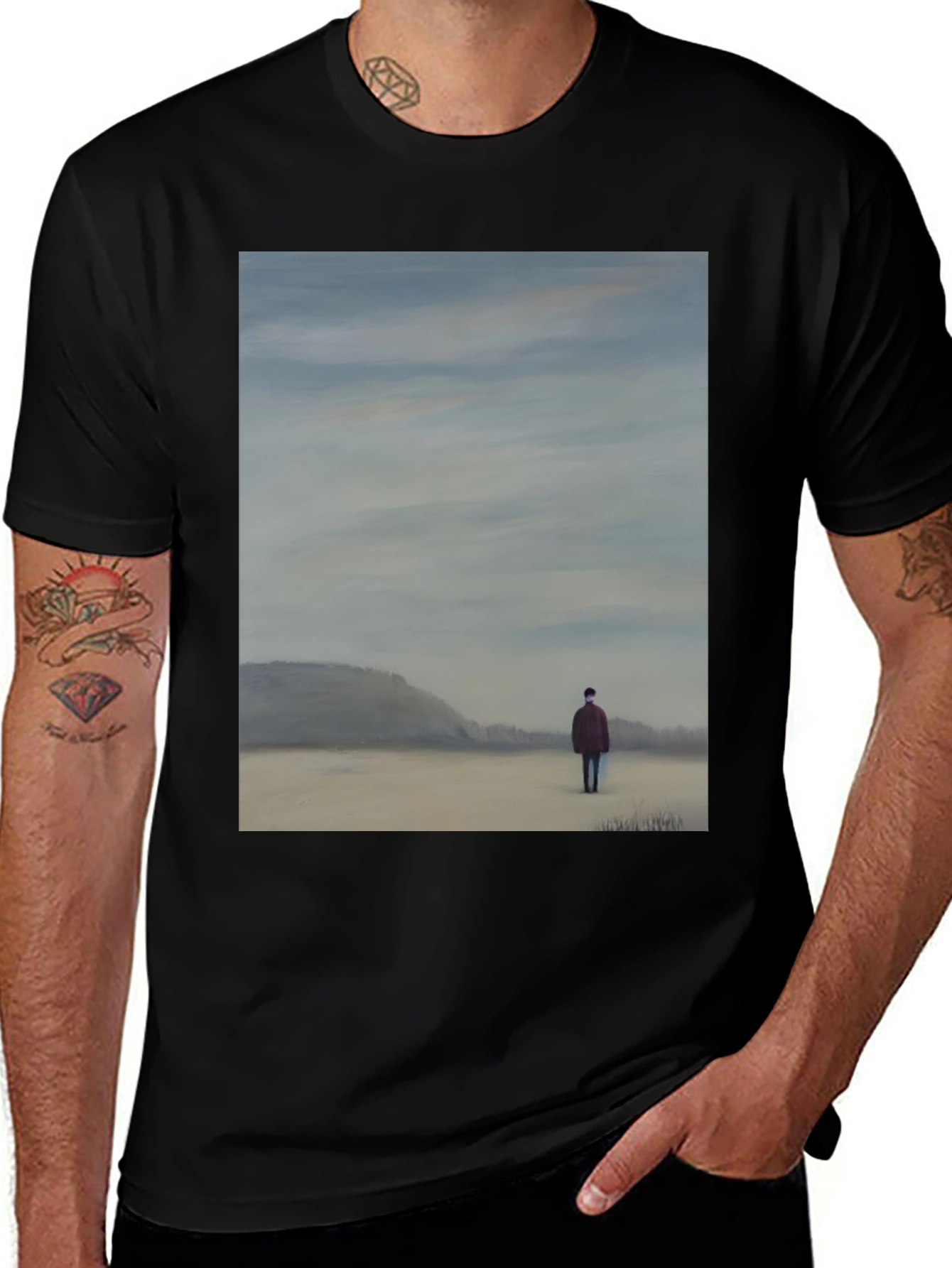 Variant 29 of Artistic Landscape T-Shirt - Black