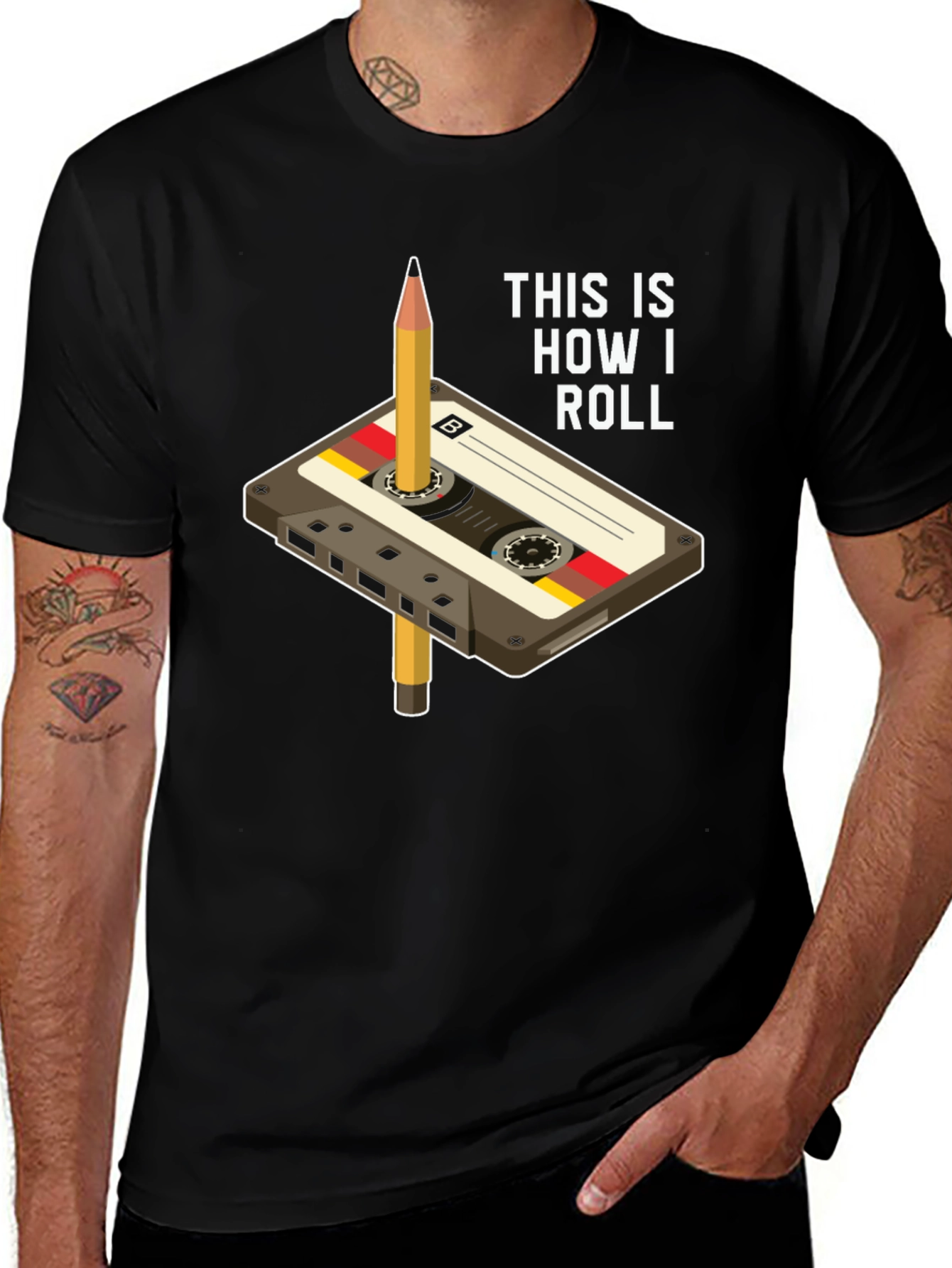 Variant 25 of Retro Cassette & Pencil T-Shirt - This Is How I Roll