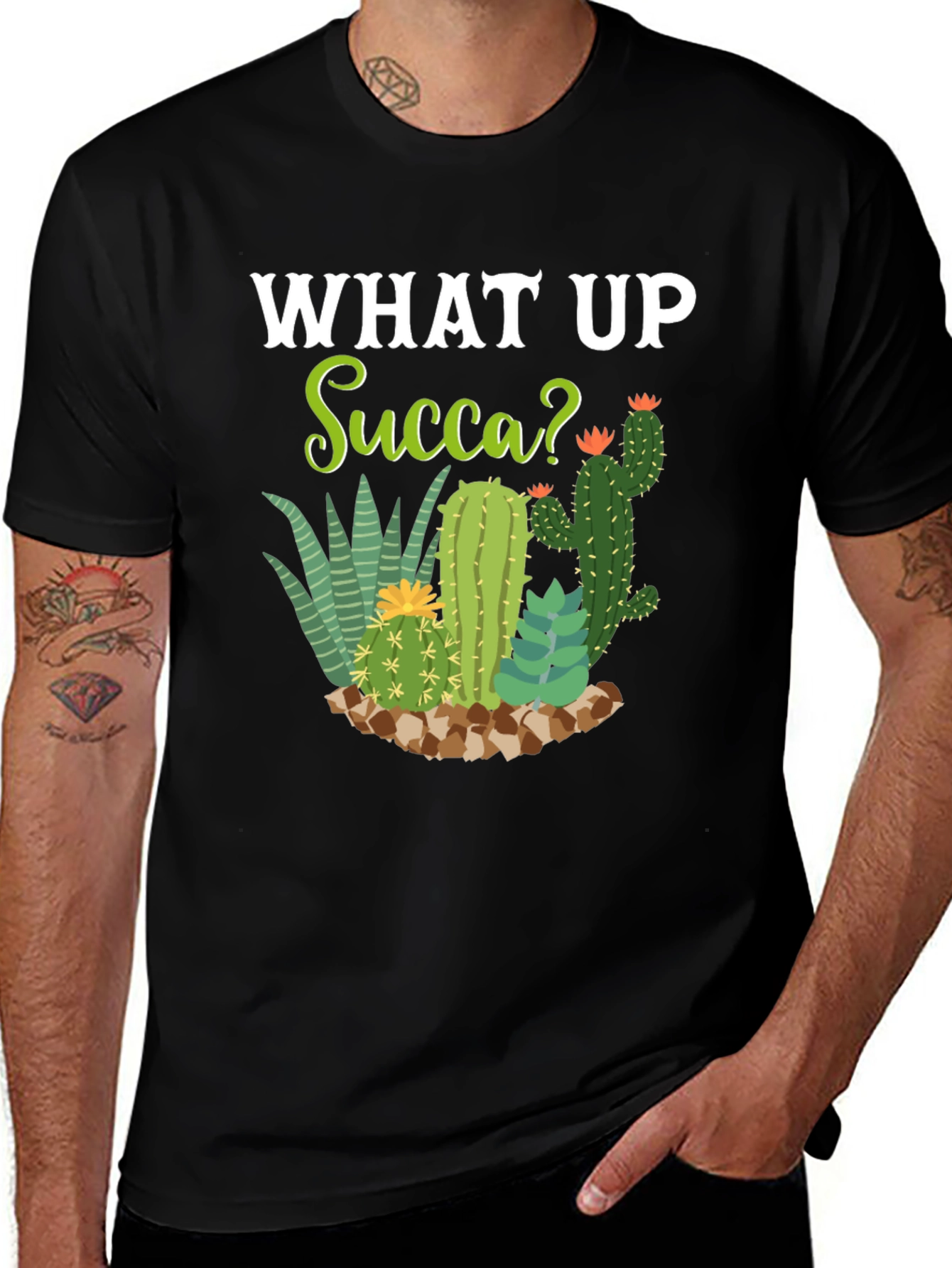 Variant 18 of What Up Succa? Funny Cactus Graphic T-Shirt