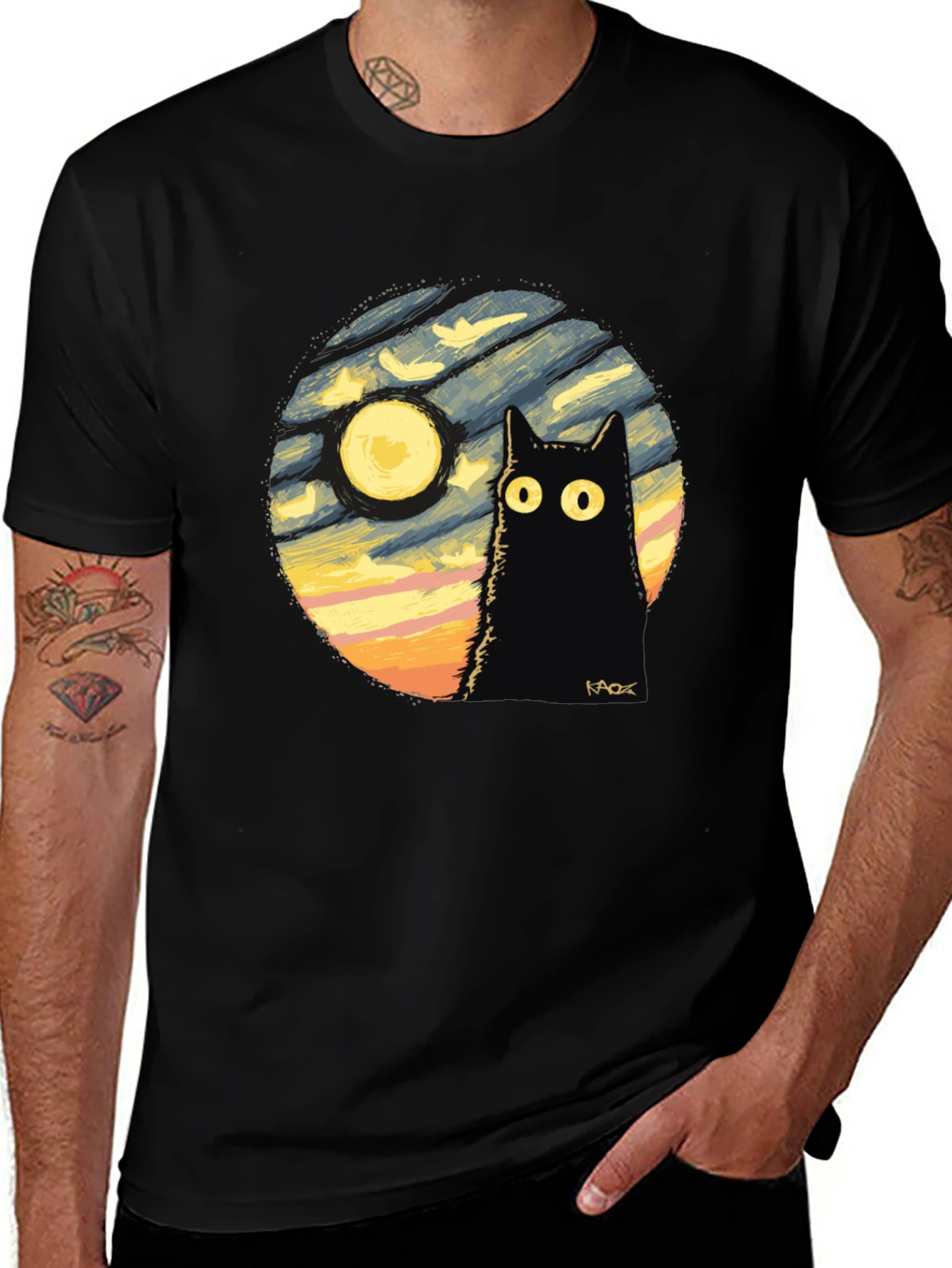 Variant 6 of Whimsical Cat & Moon Graphic Tee