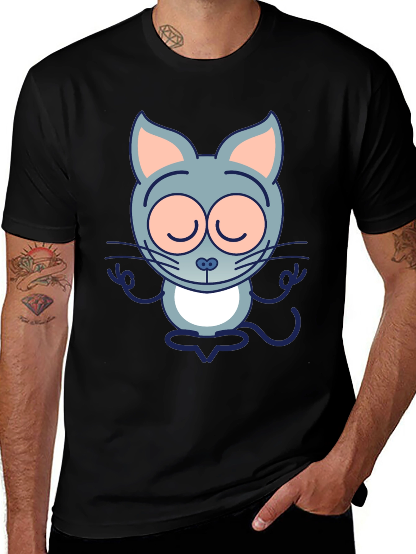 Variant 10 of Zen Cat Meditation T-Shirt - Relaxed Fit