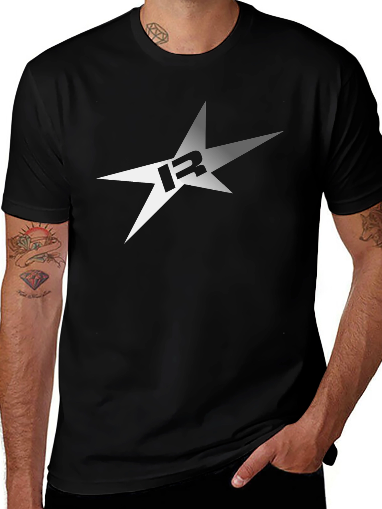 Variant 28 of Star Logo Black T-Shirt - Casual Men's Tee