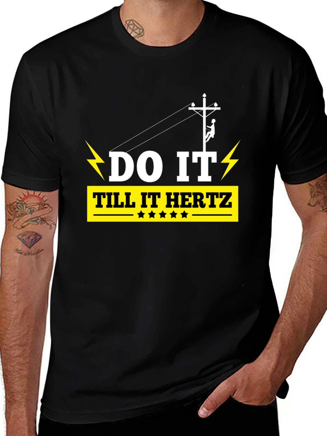 Variant 13 of Electrician Humor Graphic T-Shirt - Do It Till It Hertz