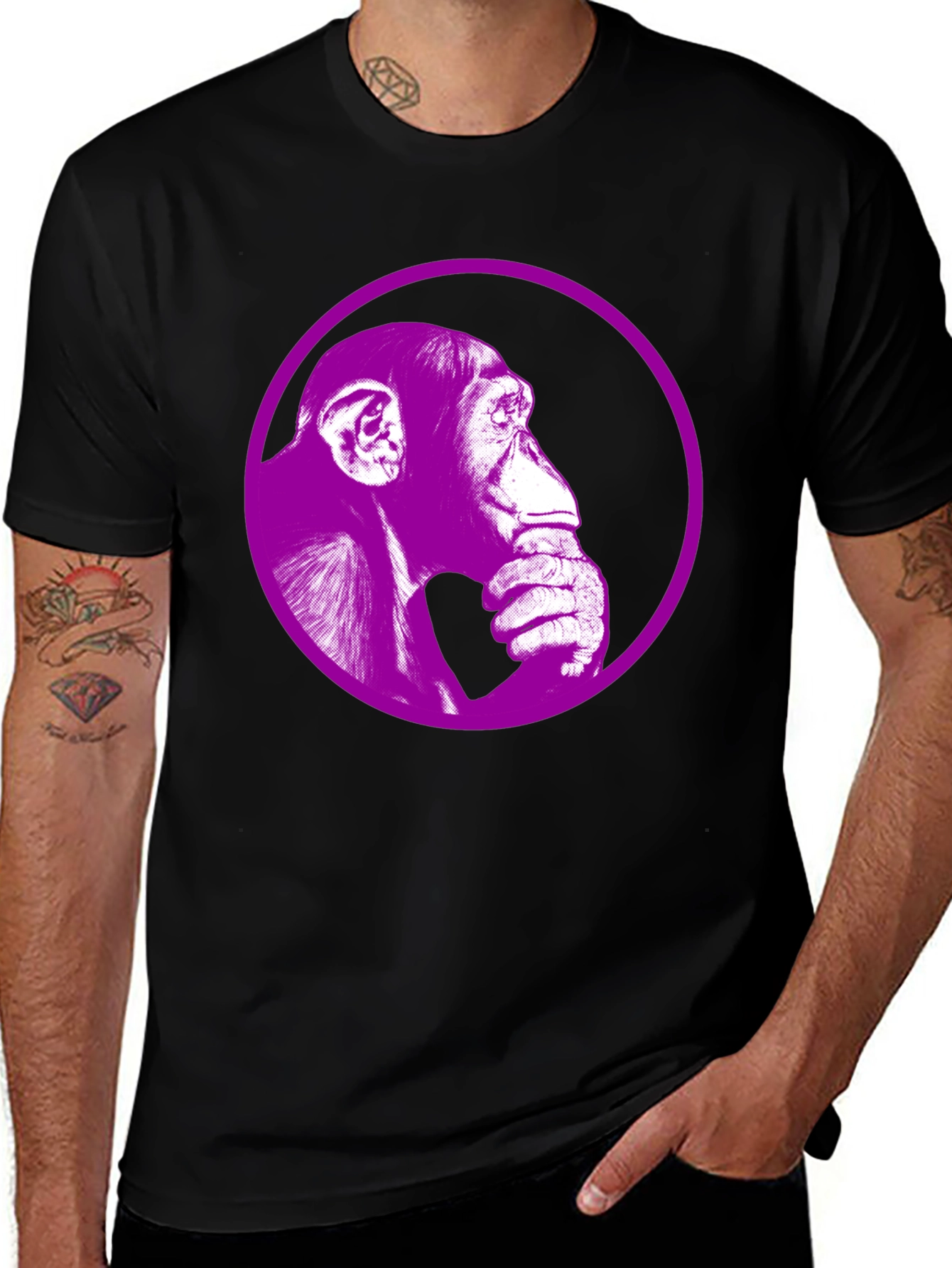 Variant 6 of Ape Portrait Graphic Tee - Stylish Black T-Shirt
