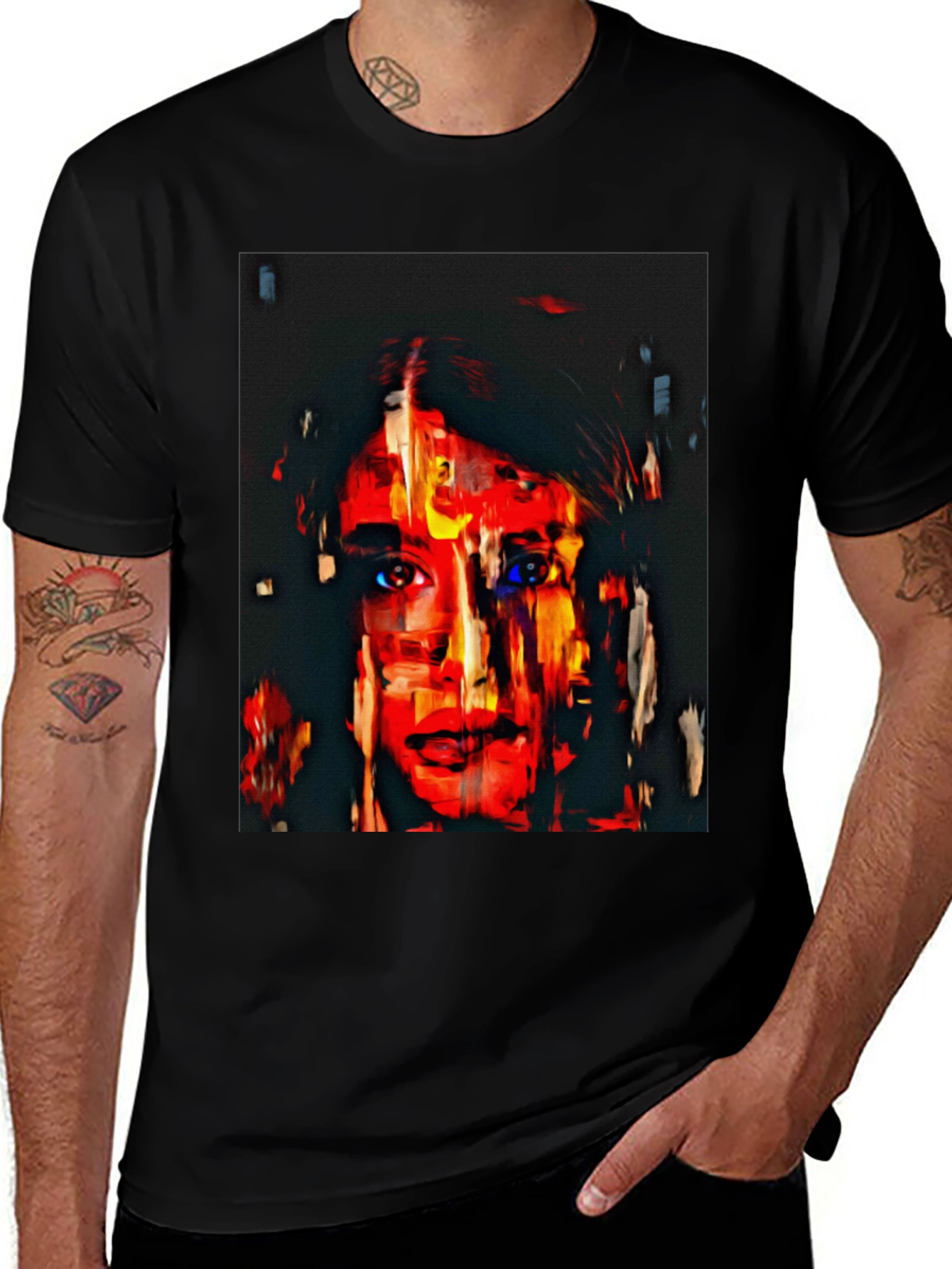 Variant 15 of Abstract Face Graphic Black T-Shirt