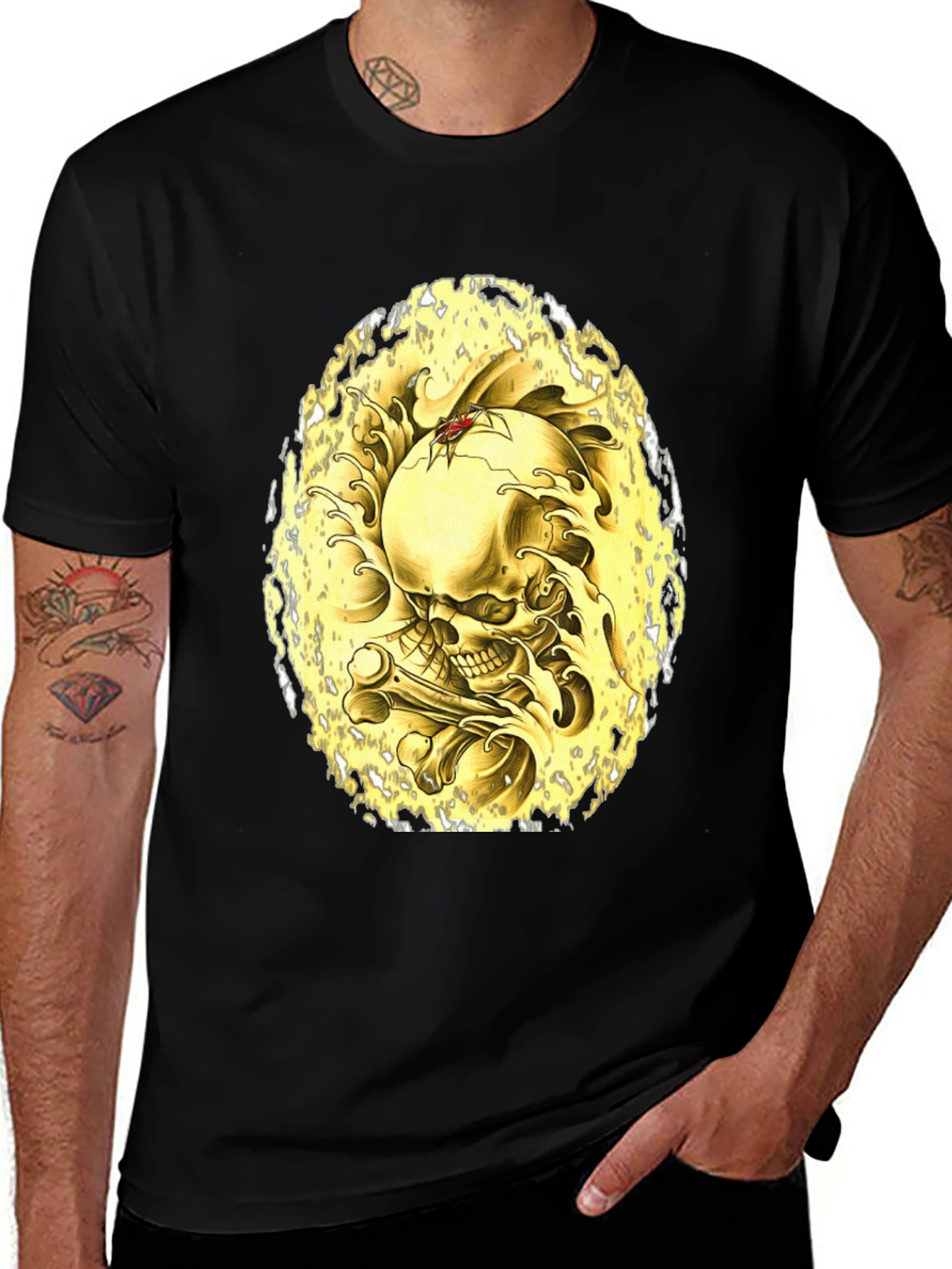 Variant 6 of Skull & Bones Graphic Tee - Black Cotton T-Shirt