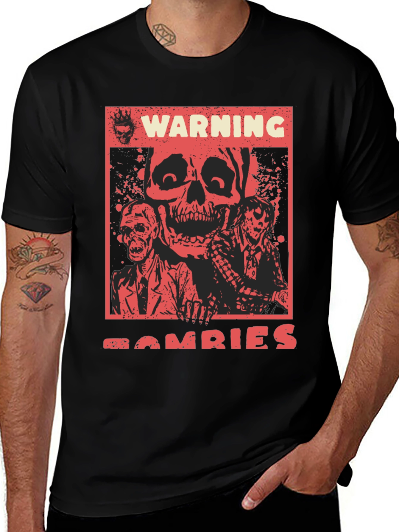 Variant 19 of Warning Zombies Graphic Tee - Horror Movie T-Shirt