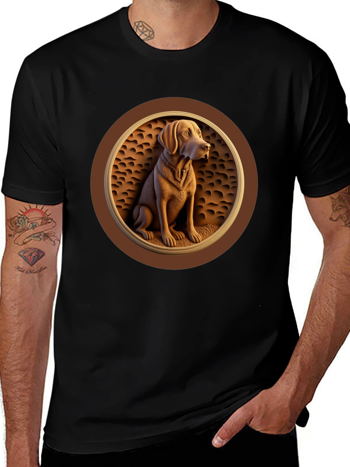 Variant 2 of Dog Embossed Graphic Tee - Classic Comfort
