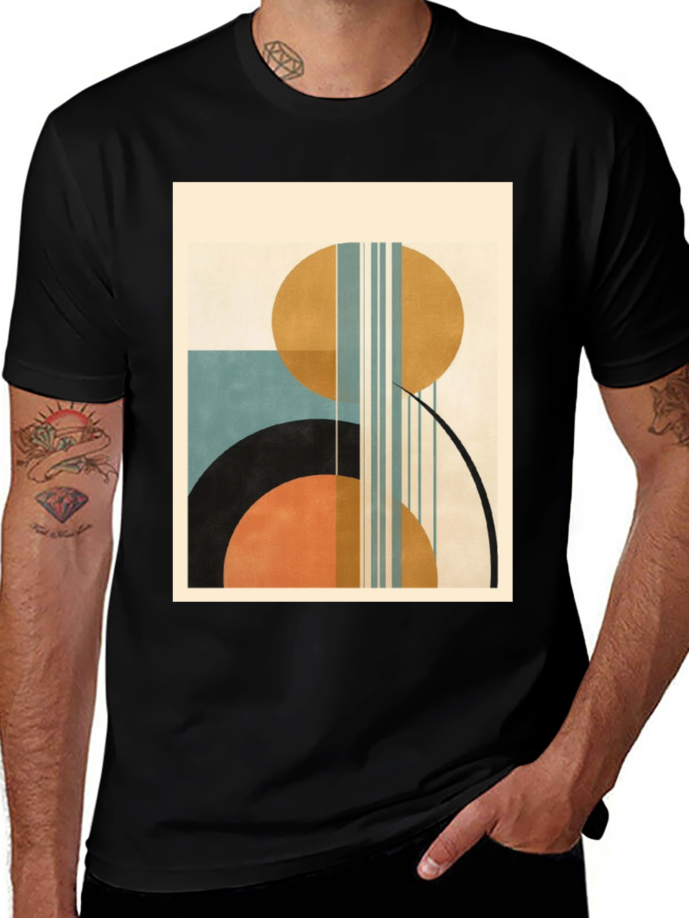 Variant 2 of Geometric Art Print Tee - Modern Style