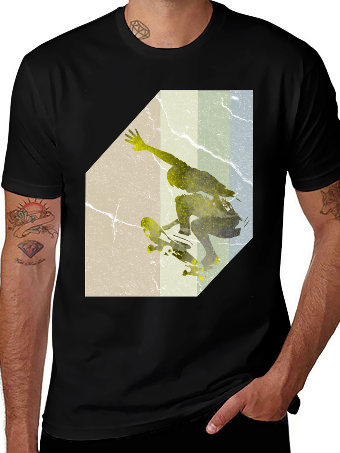 Variant 28 of Skateboarding Graphic Tee - Black Cotton Blend