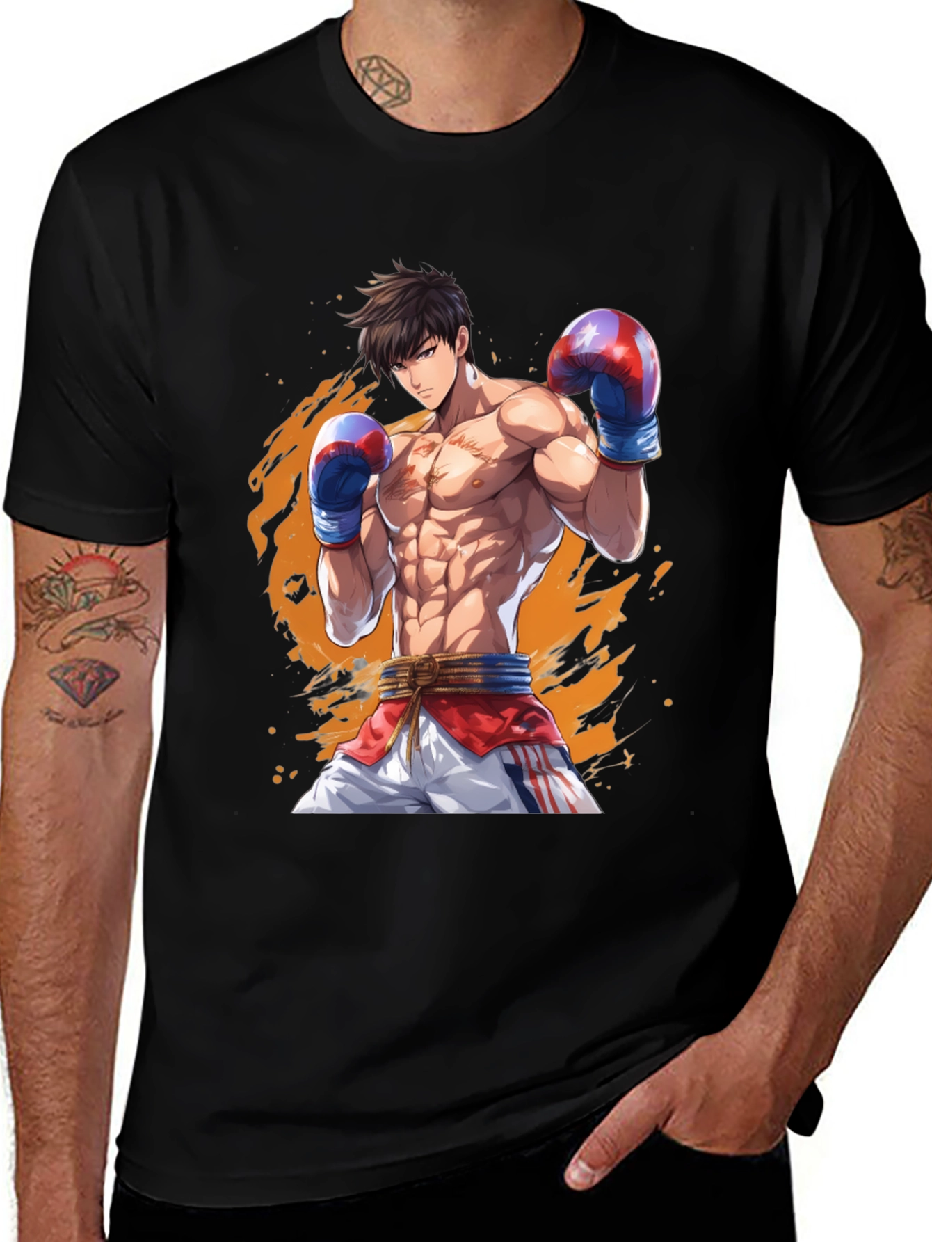 Variant 16 of Anime Boxer Graphic T-Shirt - Black