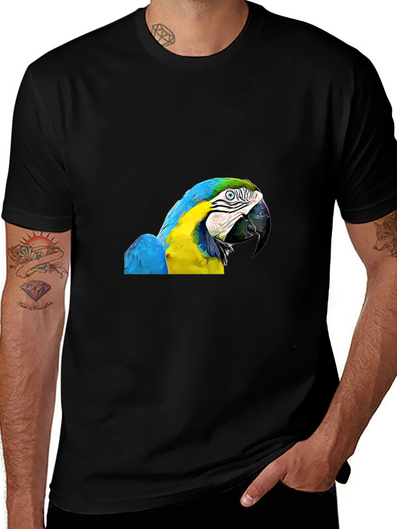 Variant 26 of Parrot Graphic Print Black T-Shirt