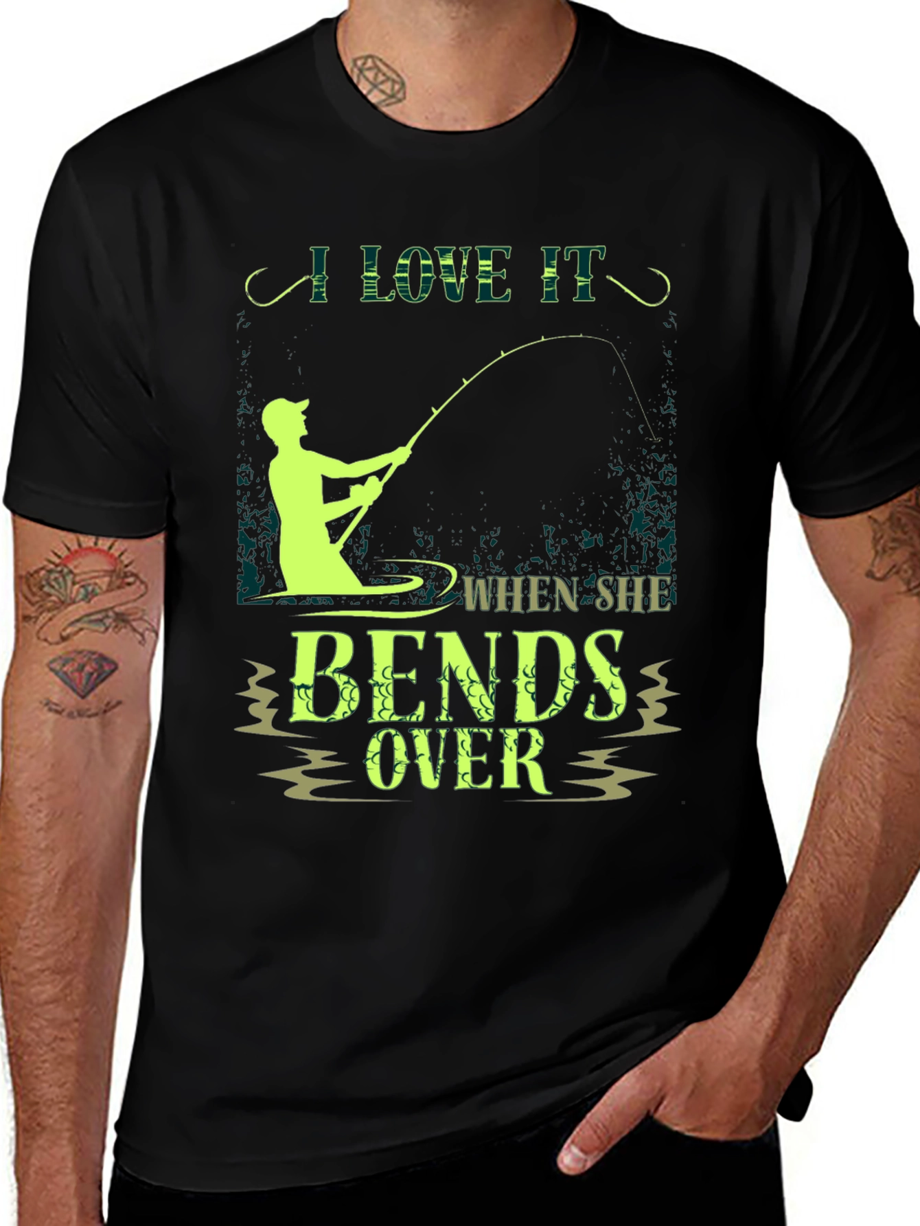 Variant 14 of Fishing Humor T-Shirt - I Love It When She Bends Over