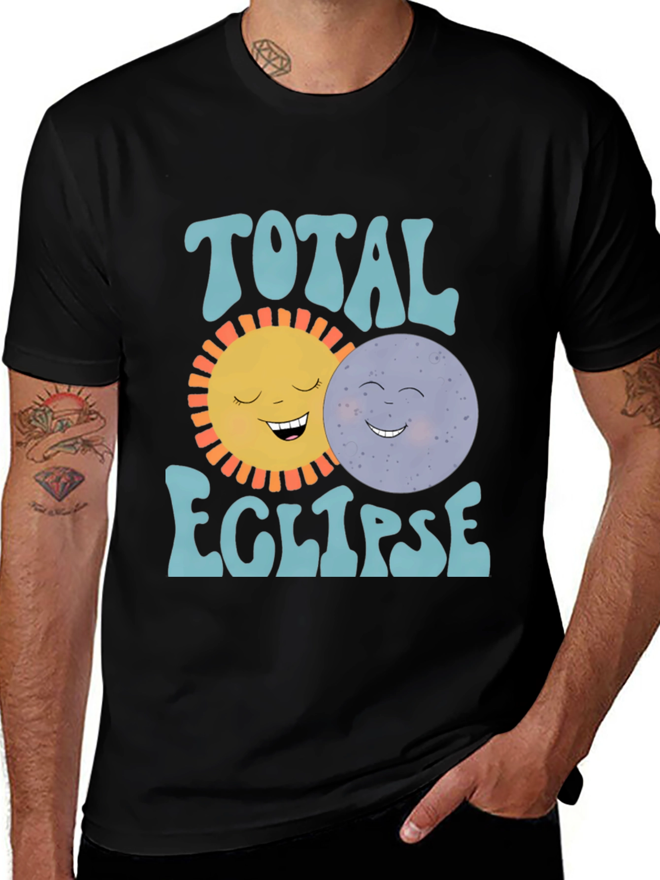 Variant 15 of Total Eclipse Graphic T-Shirt - Cute Sun and Moon Design