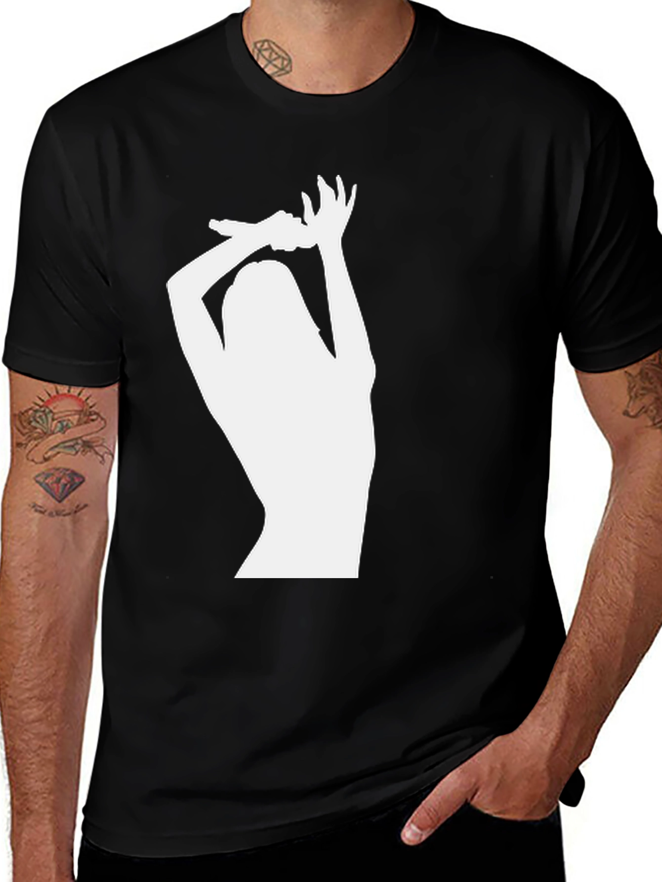 Variant 24 of Silhouette Graphic Tee - Black Crew Neck T-Shirt