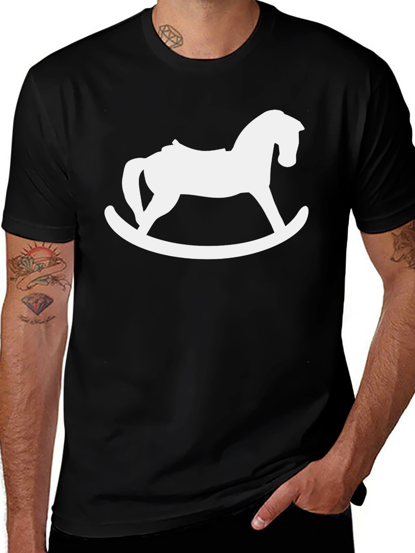 Variant 15 of Rocking Horse Graphic Tee - Stylish Black T-Shirt