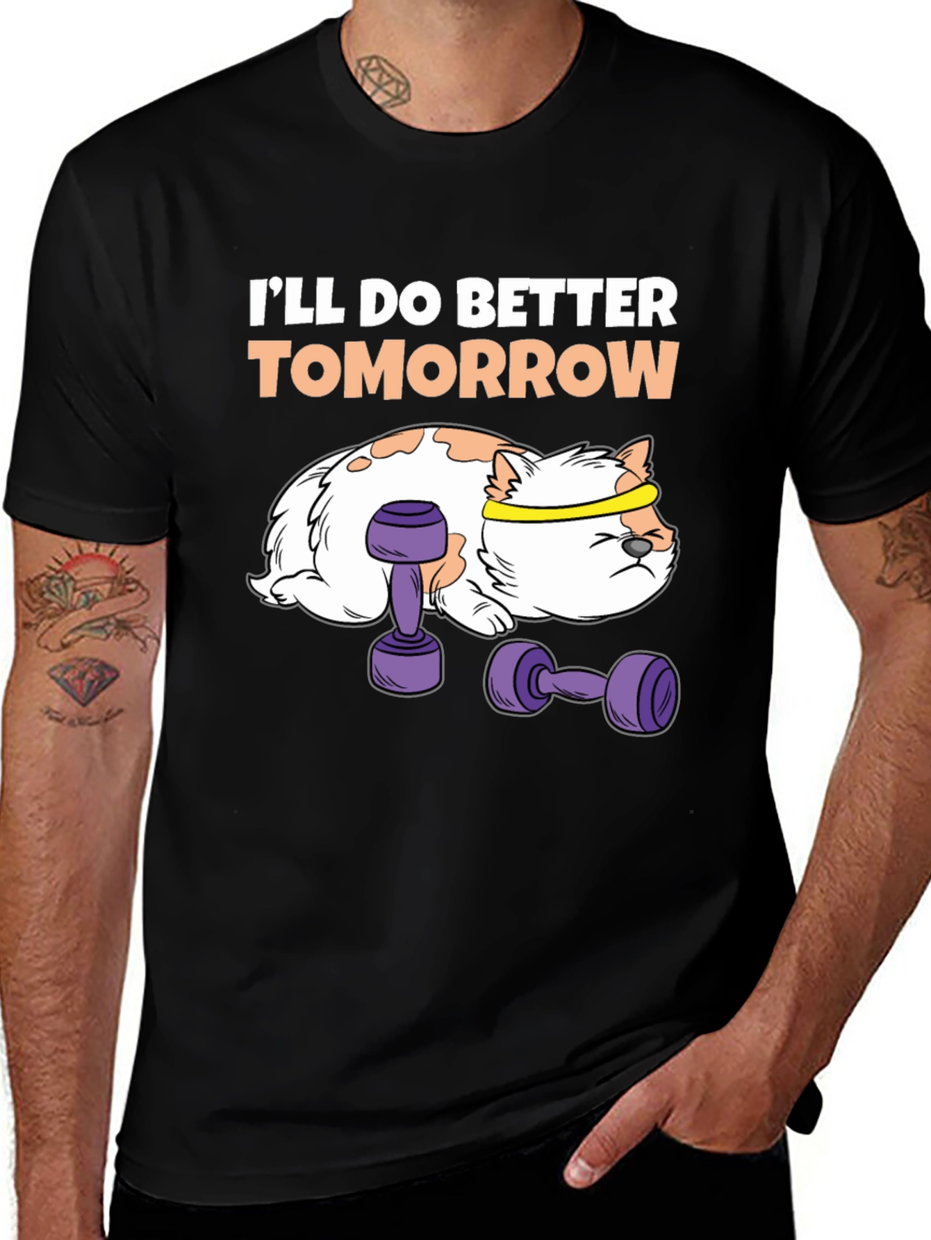 Variant 18 of Funny Workout Cat T-Shirt - I'll Do Better Tomorrow