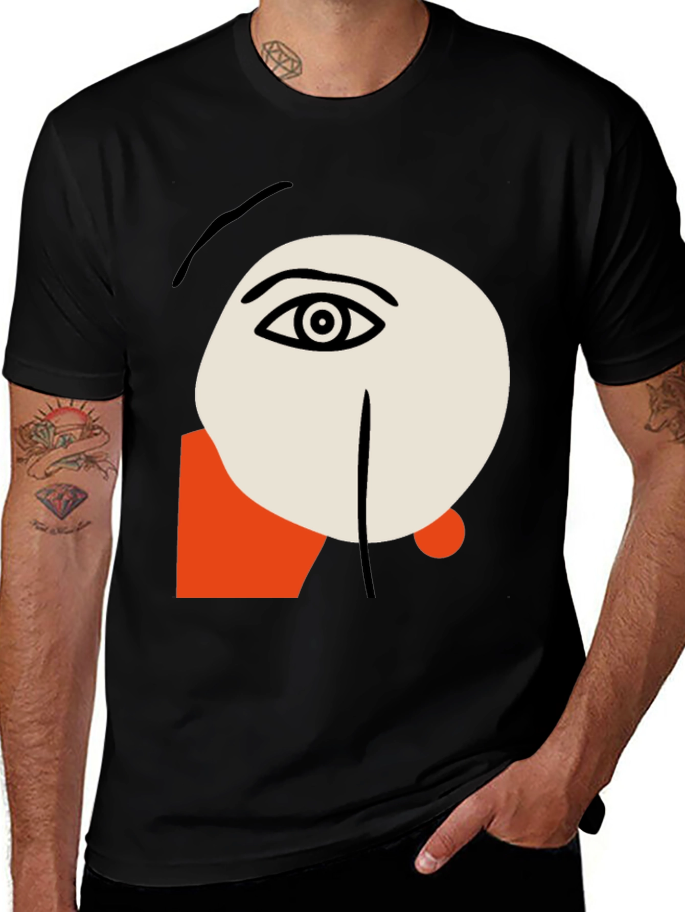 Variant 21 of Abstract Face Graphic Tee - Stylish Artistic Design