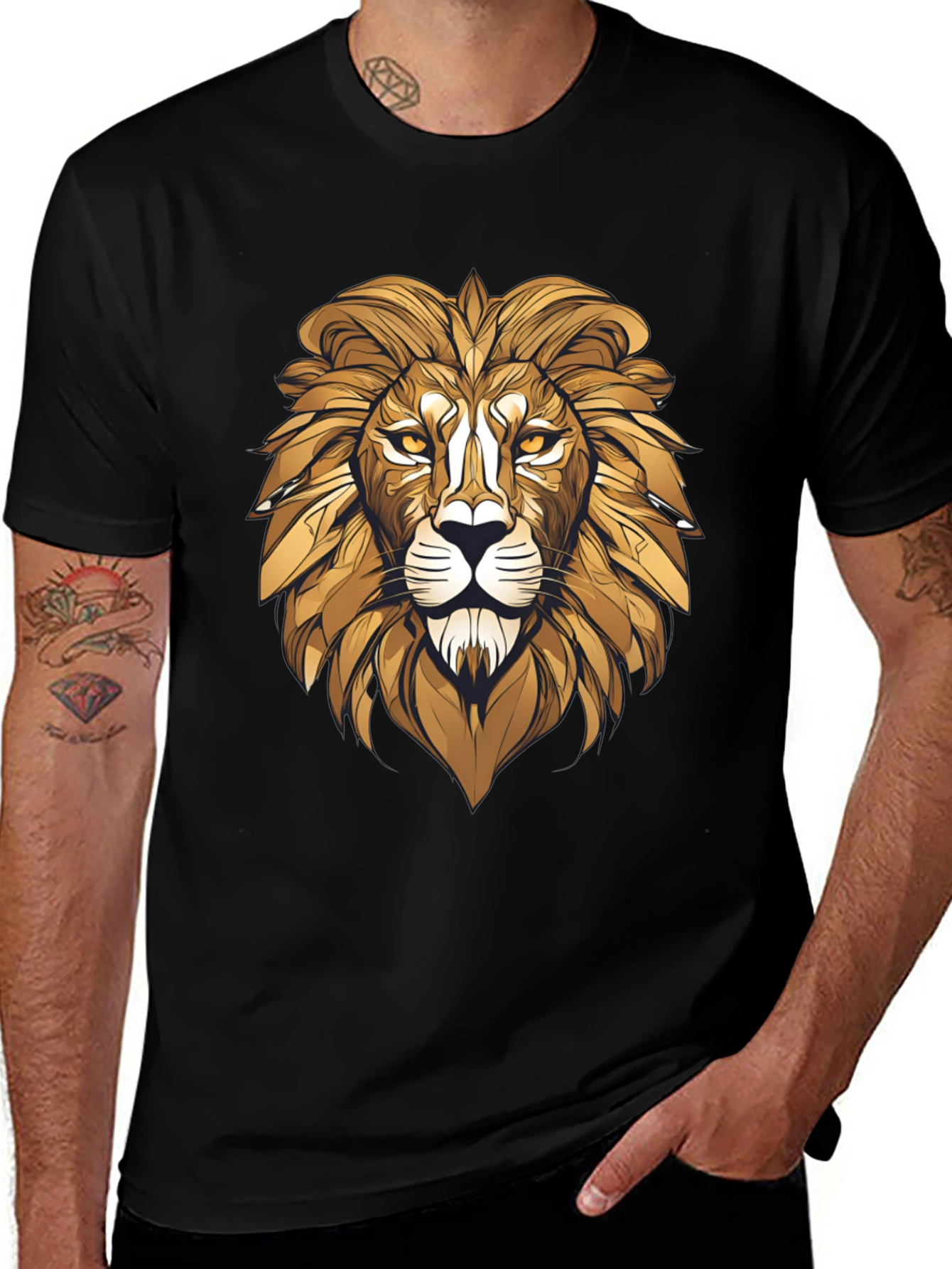 Variant 5 of Bold Lion Graphic Tee - Black Cotton Blend
