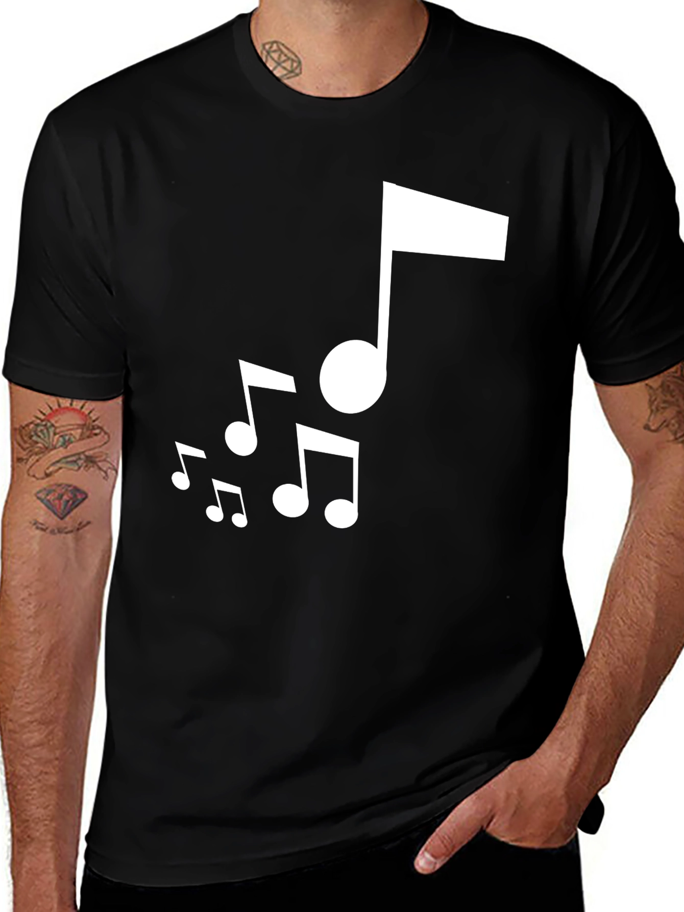 Variant 30 of Musical Notes Graphic Black T-Shirt