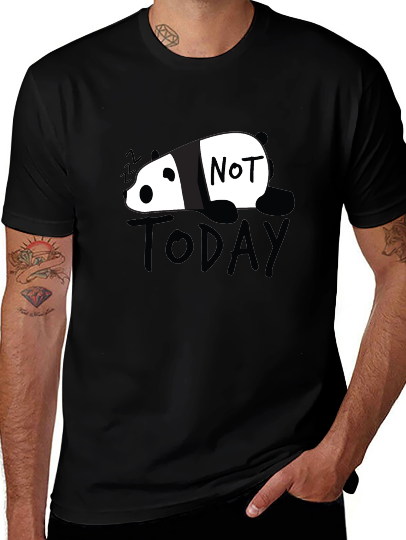 Variant 17 of Not Today Panda Graphic Tee - Black