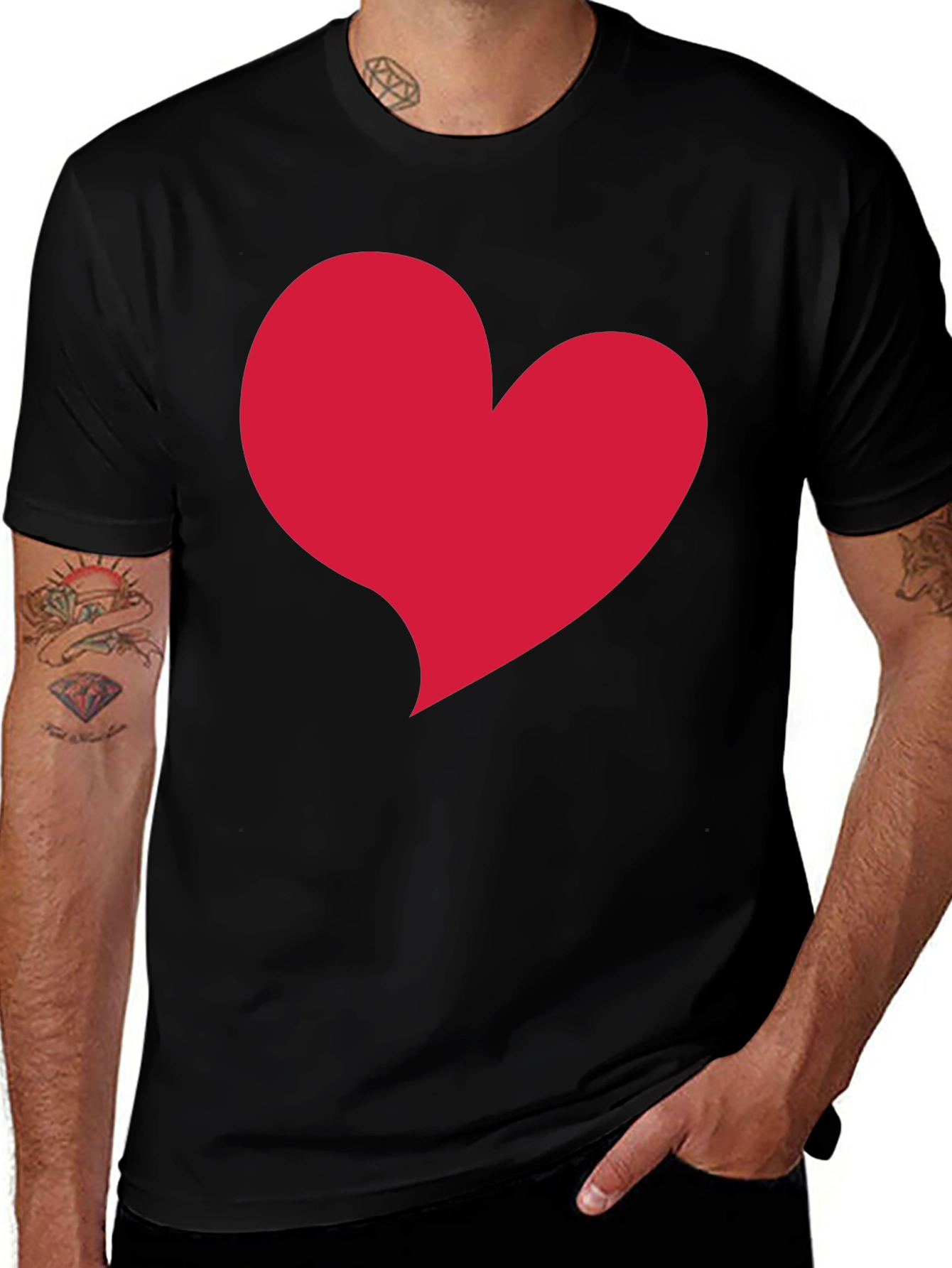 Variant 15 of Red Heart Graphic Black T-Shirt
