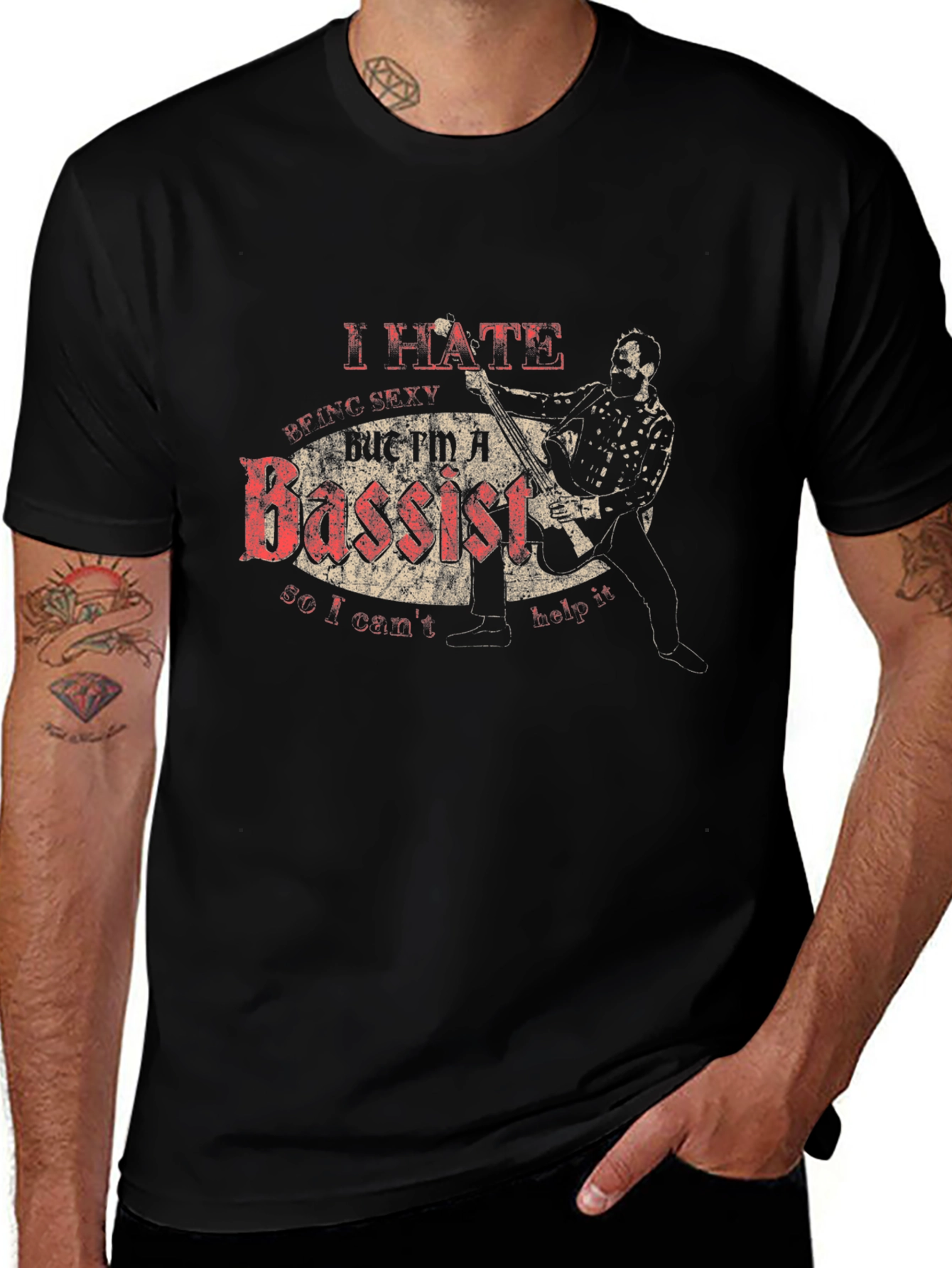 Black I Hate Being Sexy Bassist T-Shirt  main image