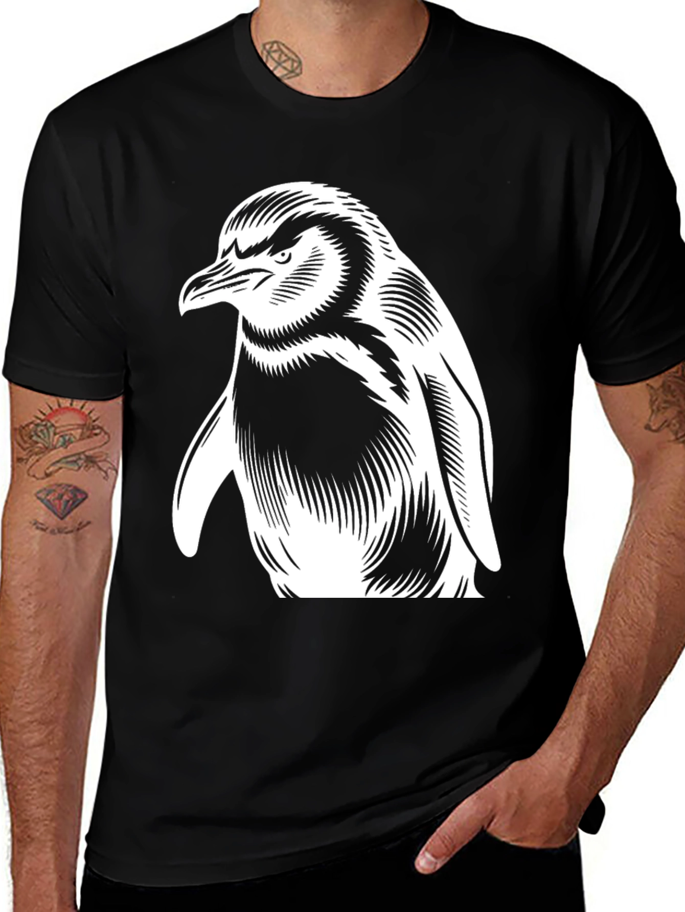 Variant 5 of Penguin Graphic Tee - Cool Black Cotton T-Shirt
