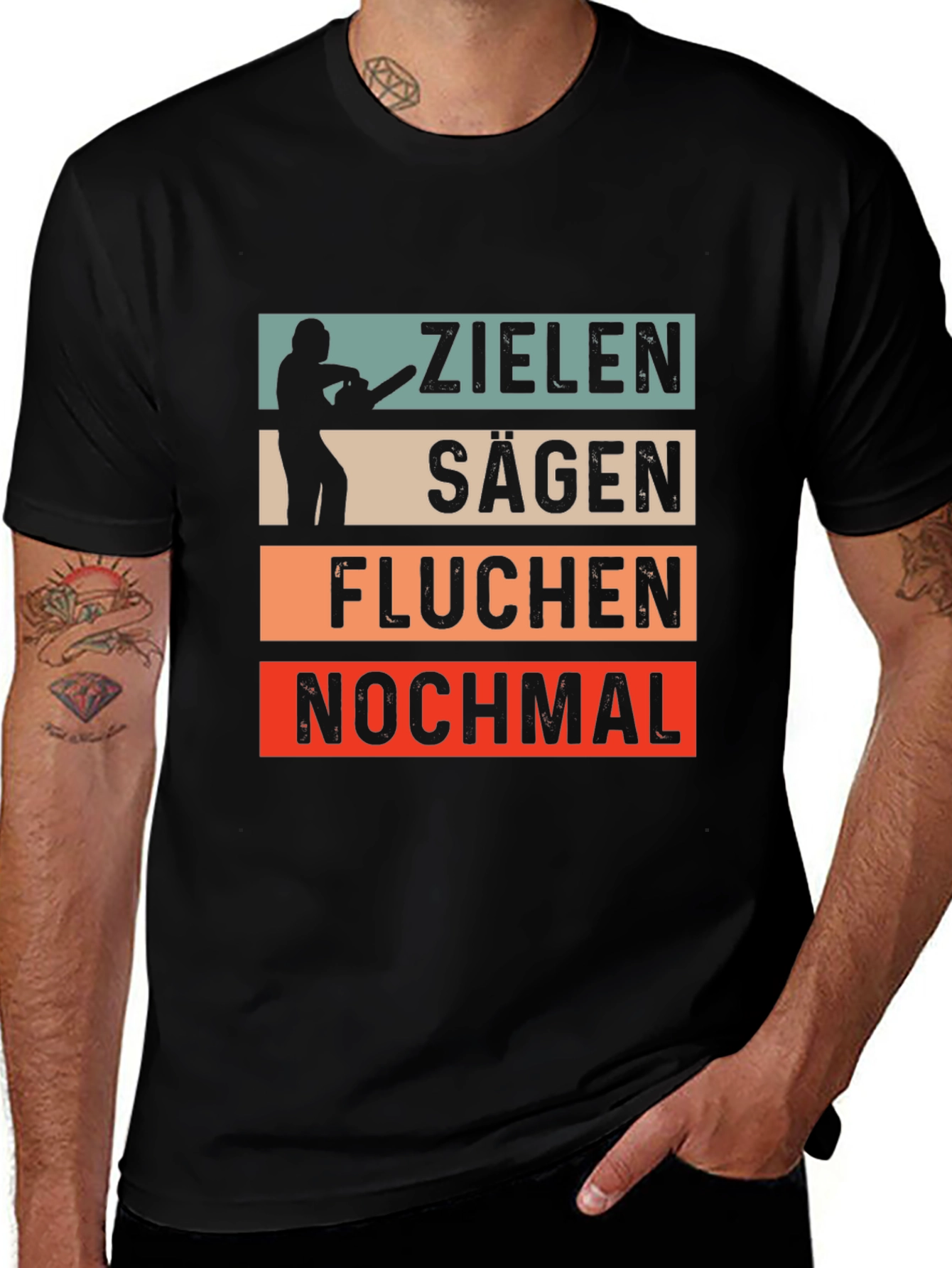 Variant 11 of Zielen Sägen Fluchen Lumberjack T-Shirt