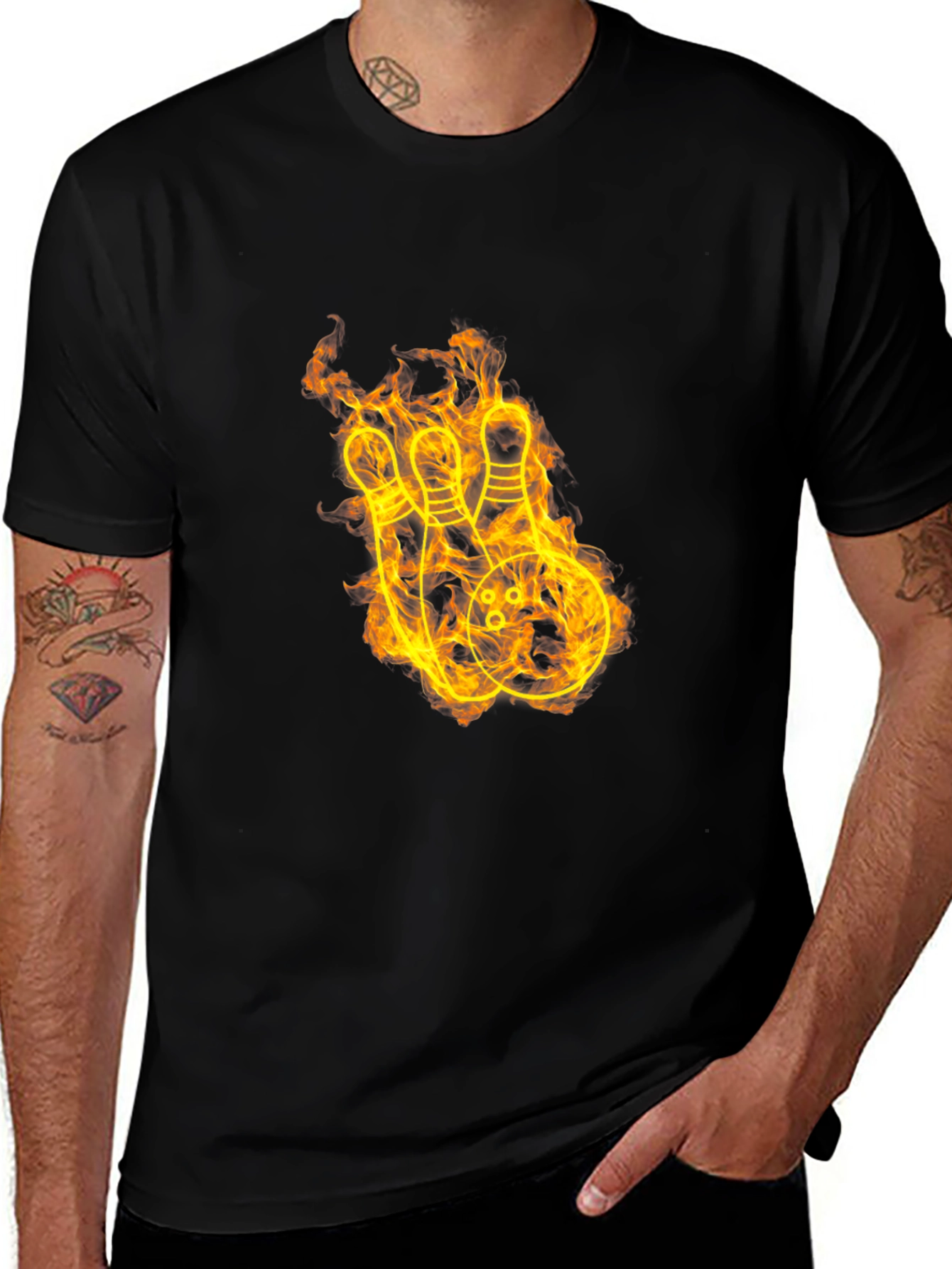 Variant 20 of Flaming Bowling T-Shirt