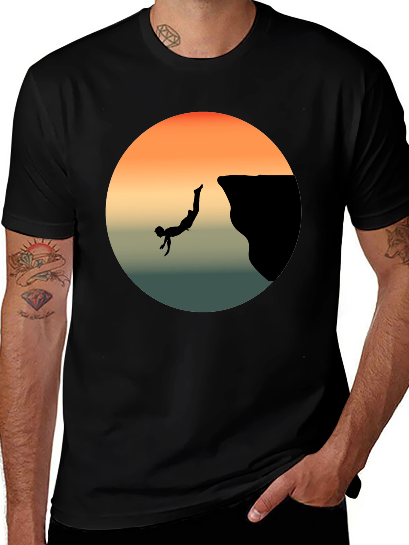 Variant 22 of Cliff Diver Graphic Tee - Stylish Black T-Shirt