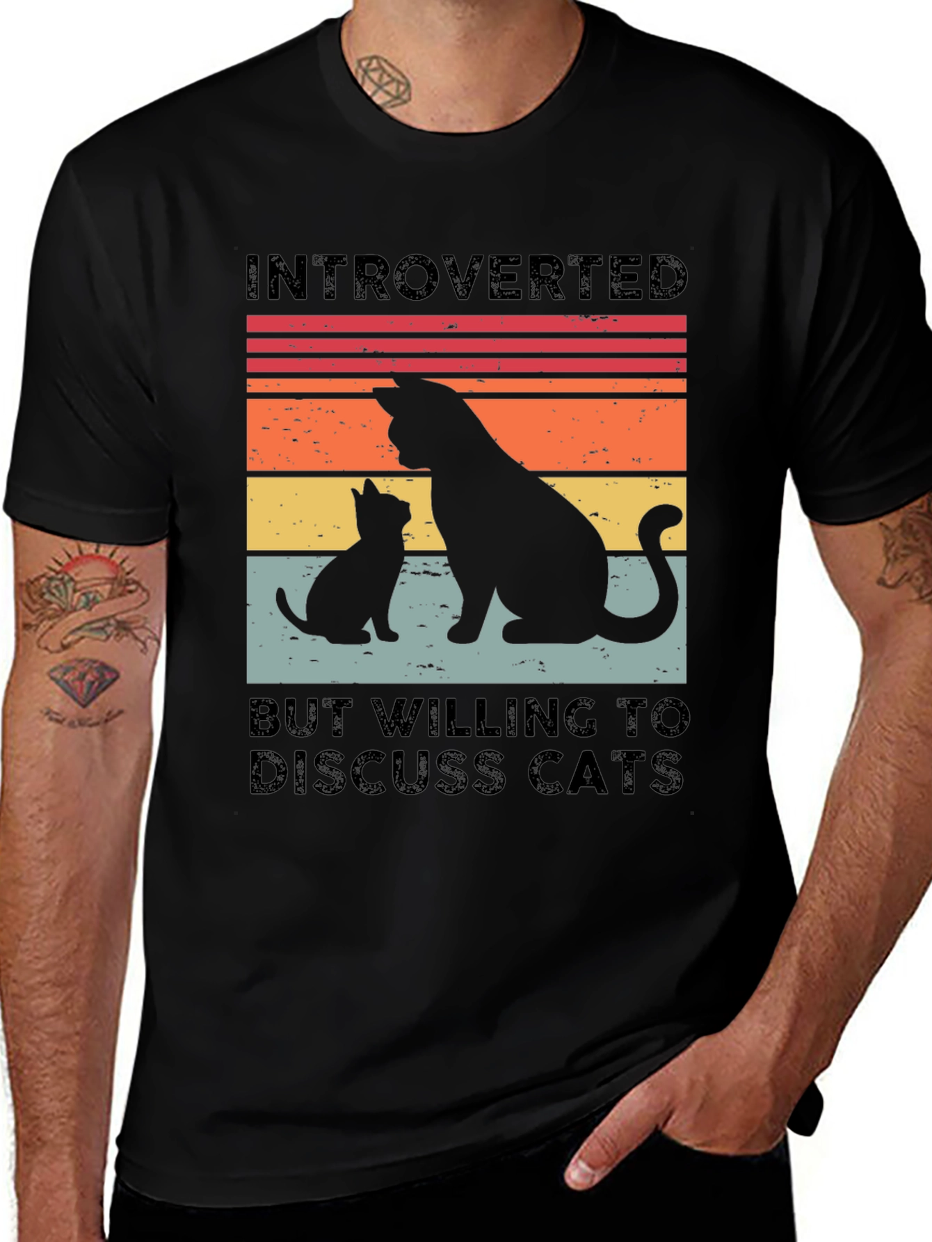 Variant 20 of Introverted Cat Lover T-Shirt - Black Tee