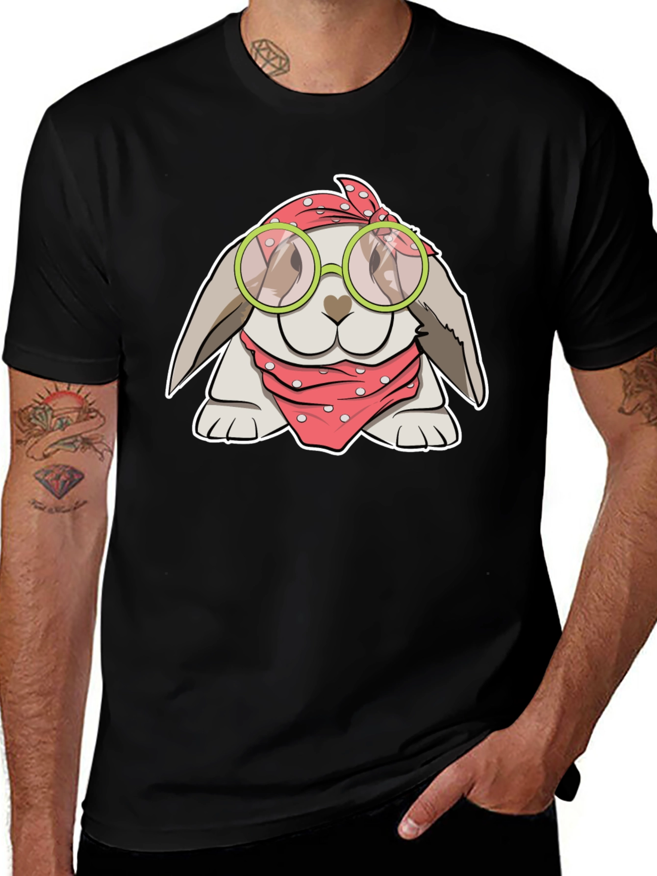 Variant 27 of Bunny with Bandana Graphic Tee - Cool, Casual Comfort