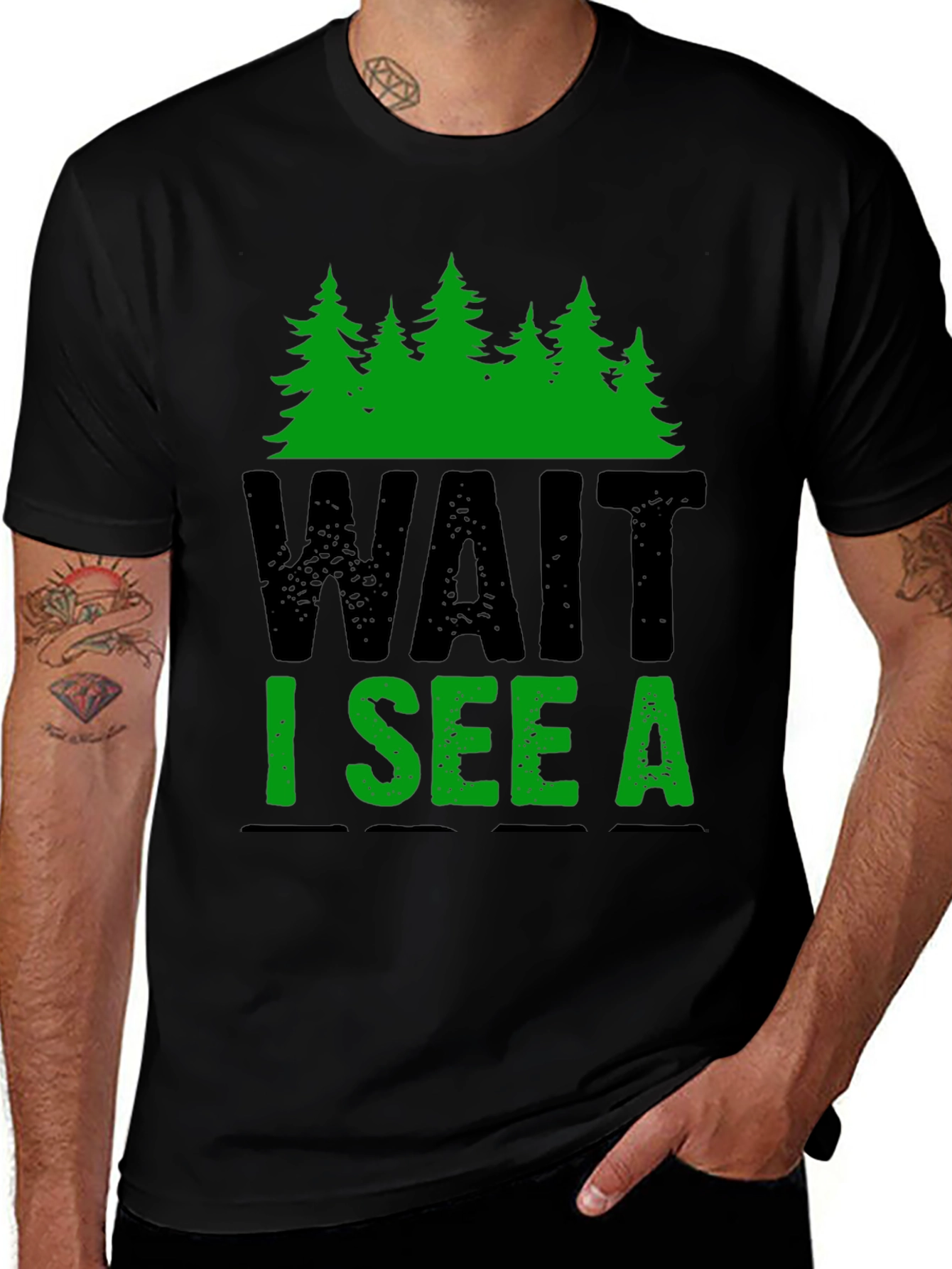 Variant 24 of Wait I See A Tree Black Graphic Tee