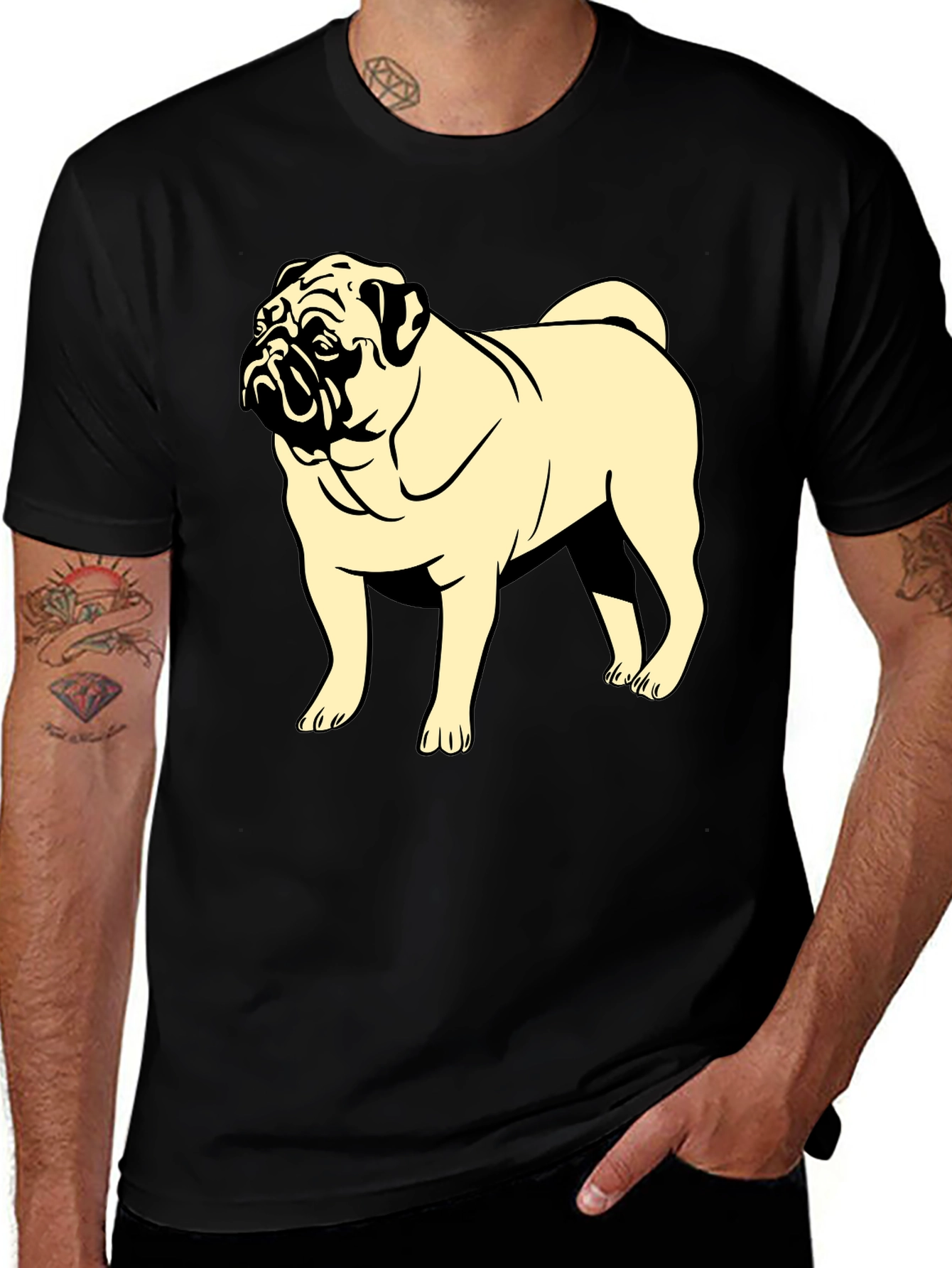 Variant 20 of Pug Graphic Tee - Black Cotton Blend