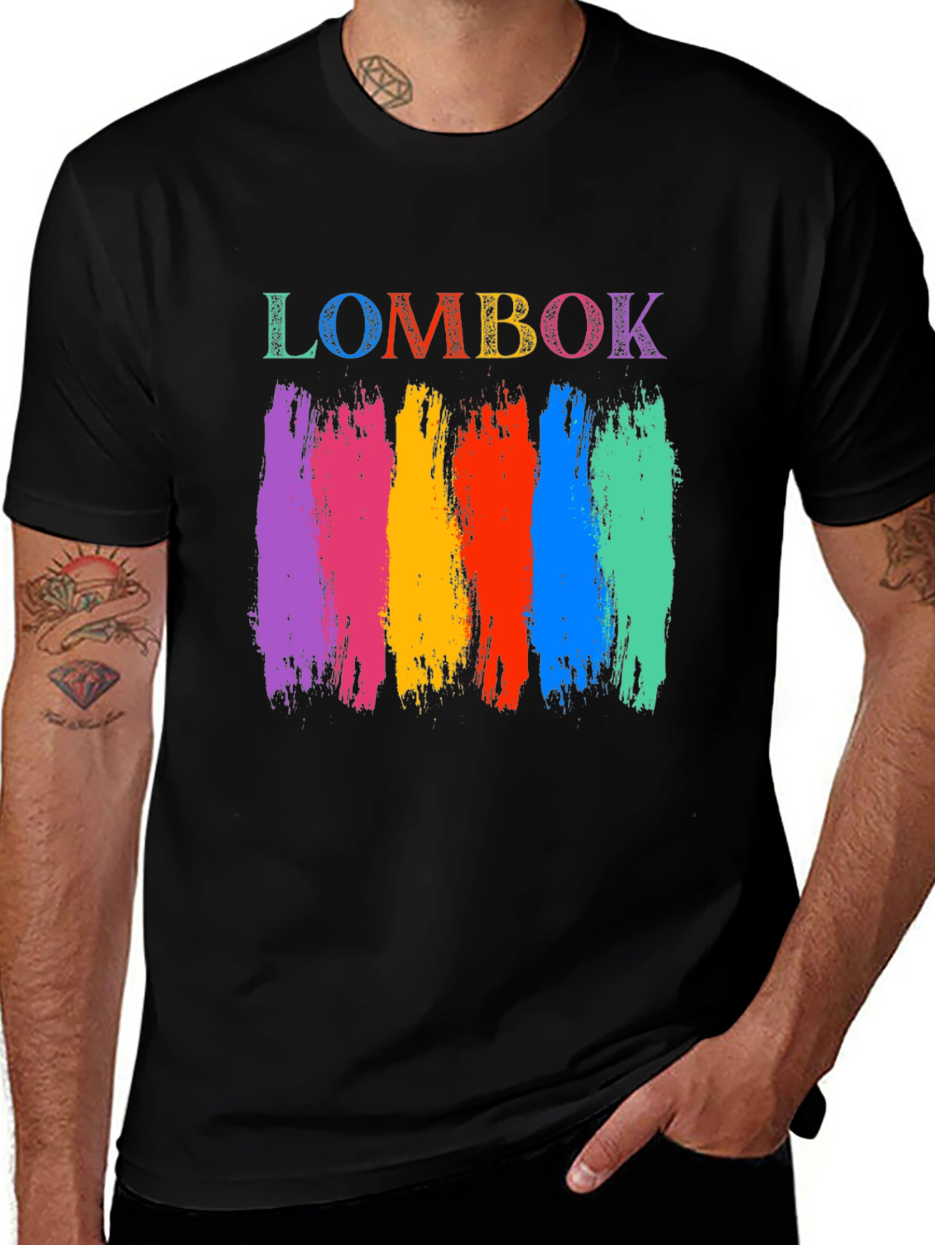 Lombok T-Shirt - Colorful Brushstroke Design