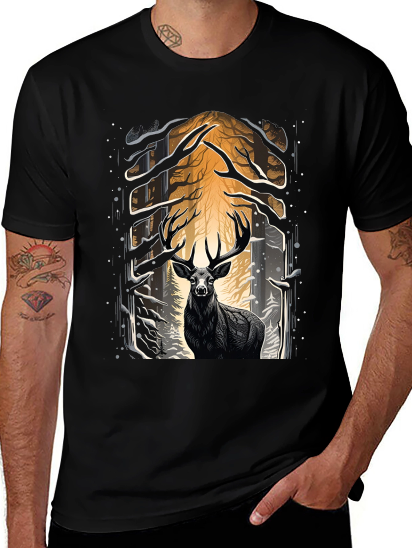 Variant 14 of Majestic Deer Graphic Tee - Nature Inspired Style