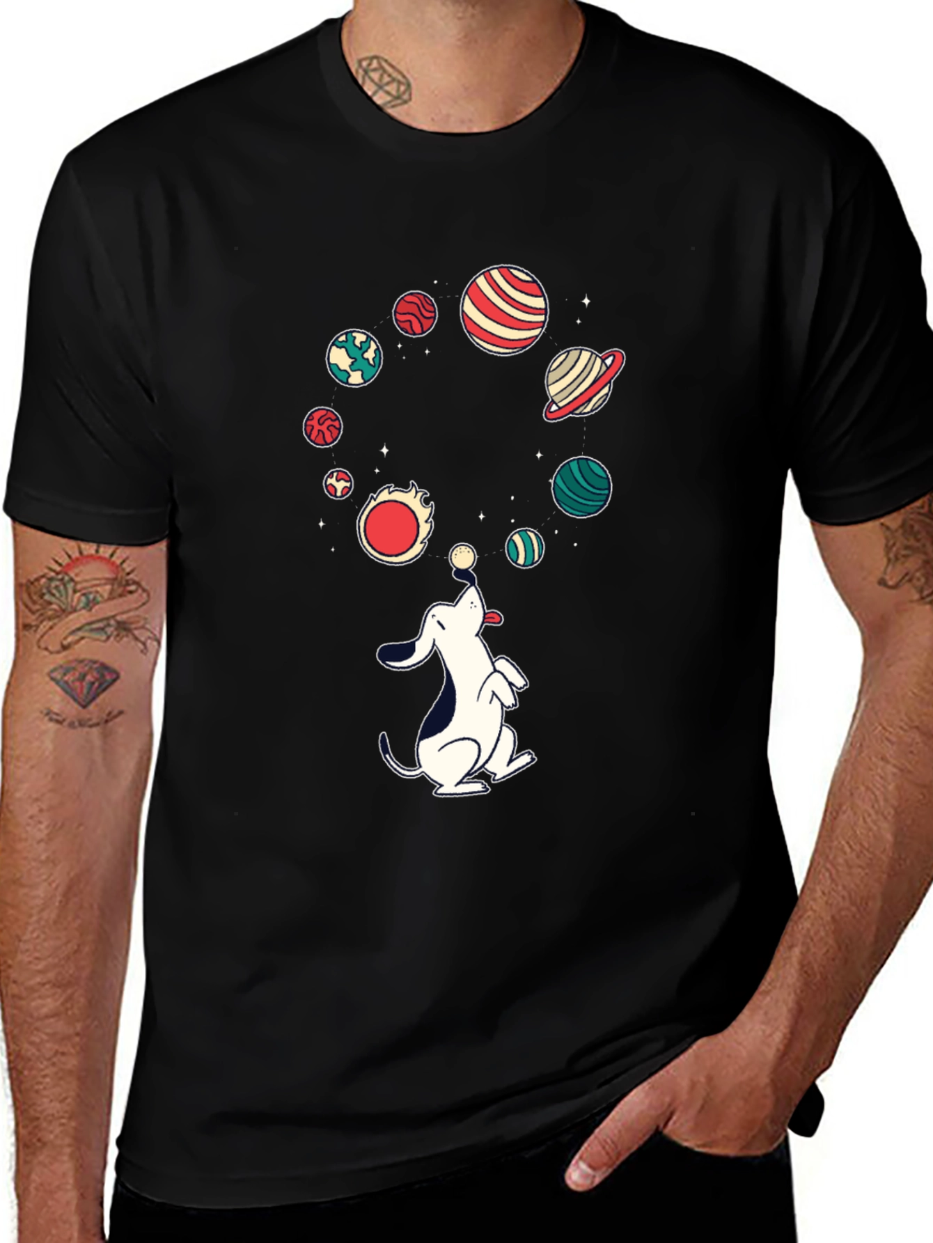 Cosmic Dog T-Shirt - Planet Juggling Pup