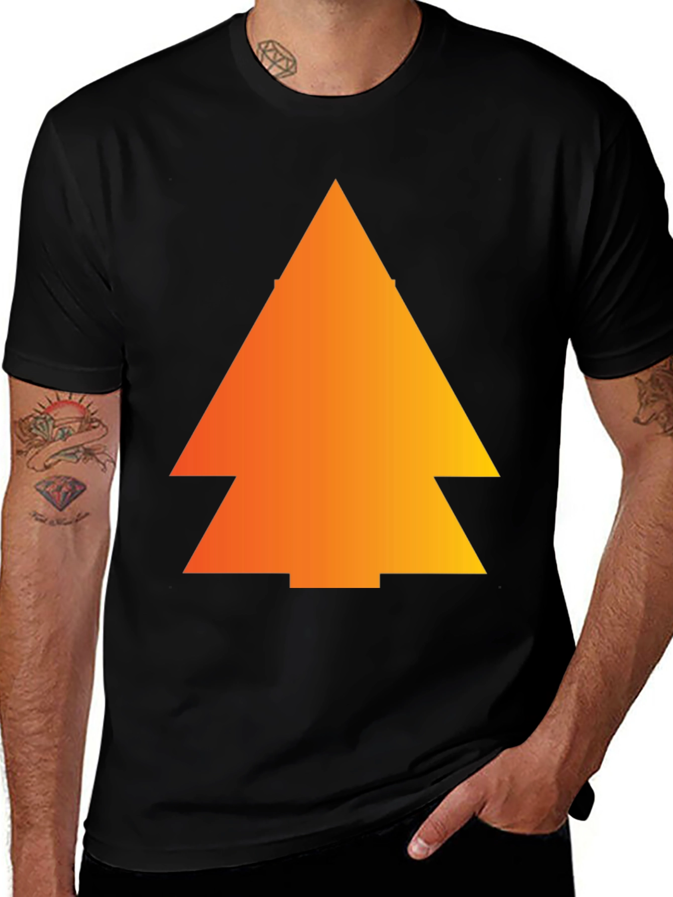 Variant 23 of Gradient Pine Tree Graphic Tee - Black
