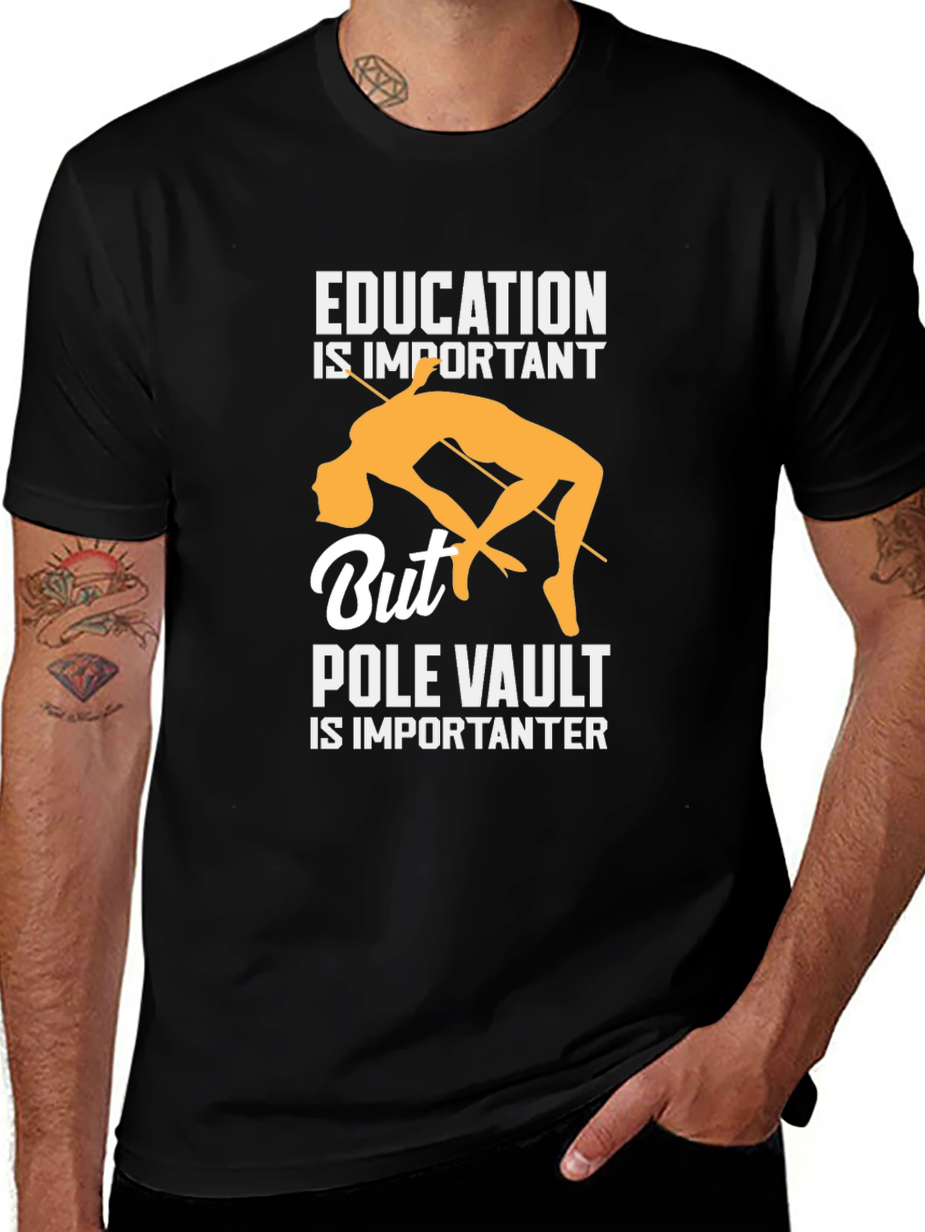 Variant 22 of Funny Pole Vault T-Shirt: Education vs. Pole Vault