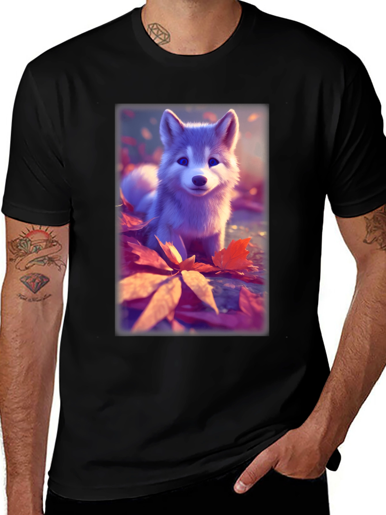 Variant 28 of Cute Husky Puppy Black T-Shirt