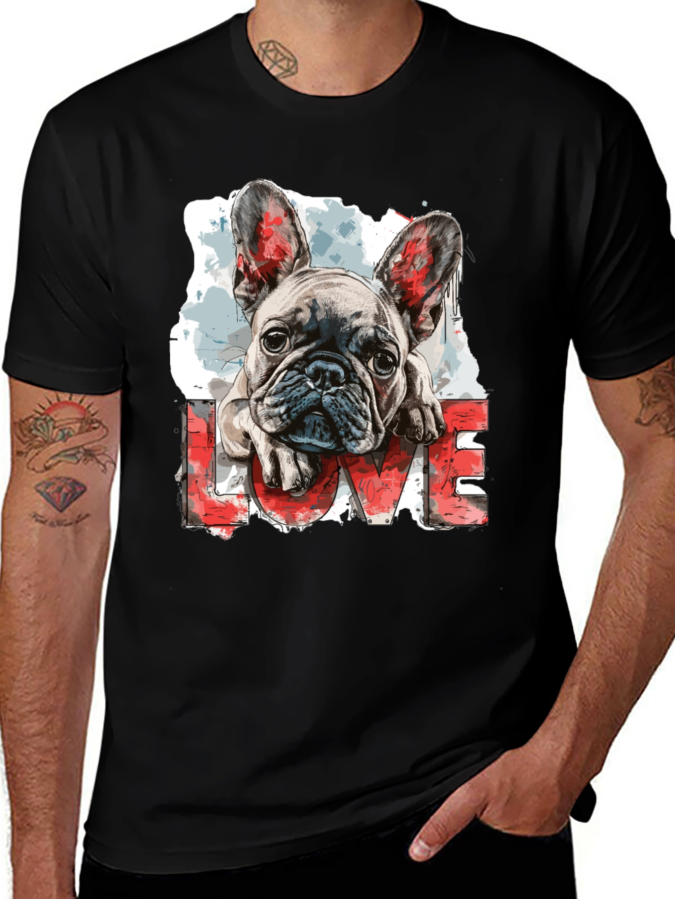 Variant 8 of Dog LOVE Graphic Tee - Men's Black T-Shirt