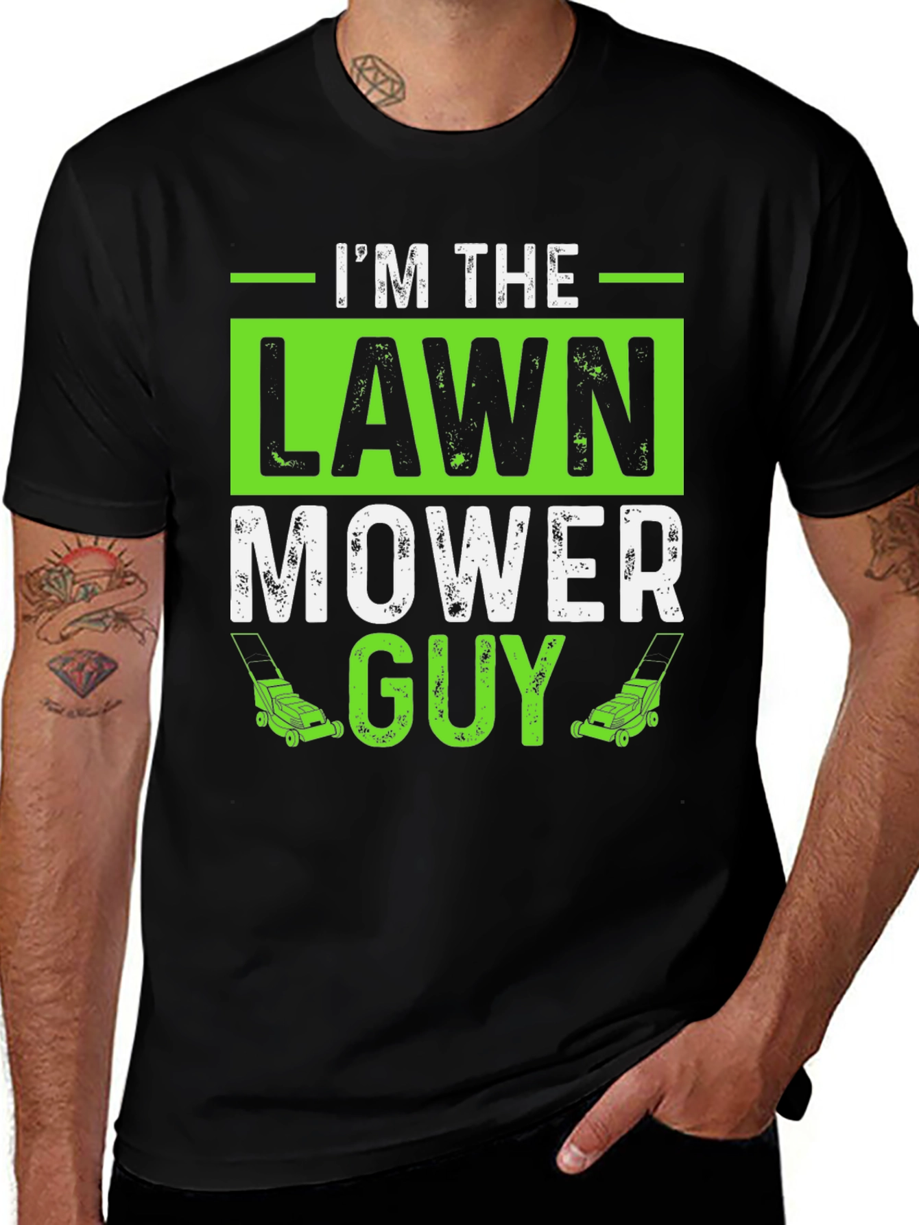 Lawn Mower Guy T-Shirt - Black Cotton Tee